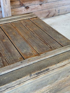 Late 19th Century Primitive Pine Blanket Storage Chest on Original Casters