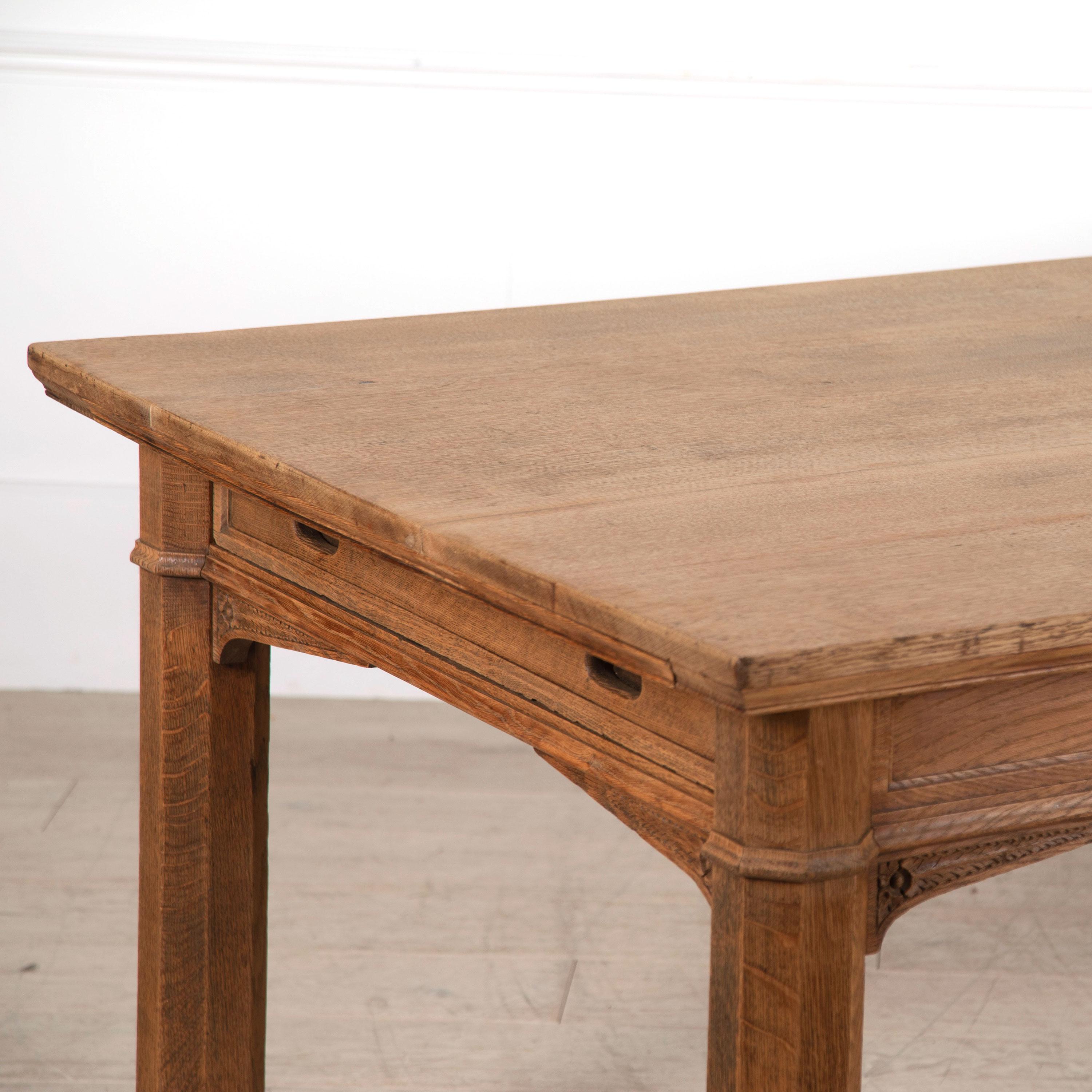 Late 19th Century Pugin Style Gothic Light Oak Refectory Table 2