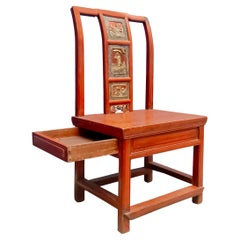 Late 19th Century Qing Dynasty Red Lacquered and Parcel-Gilt Altar Chair