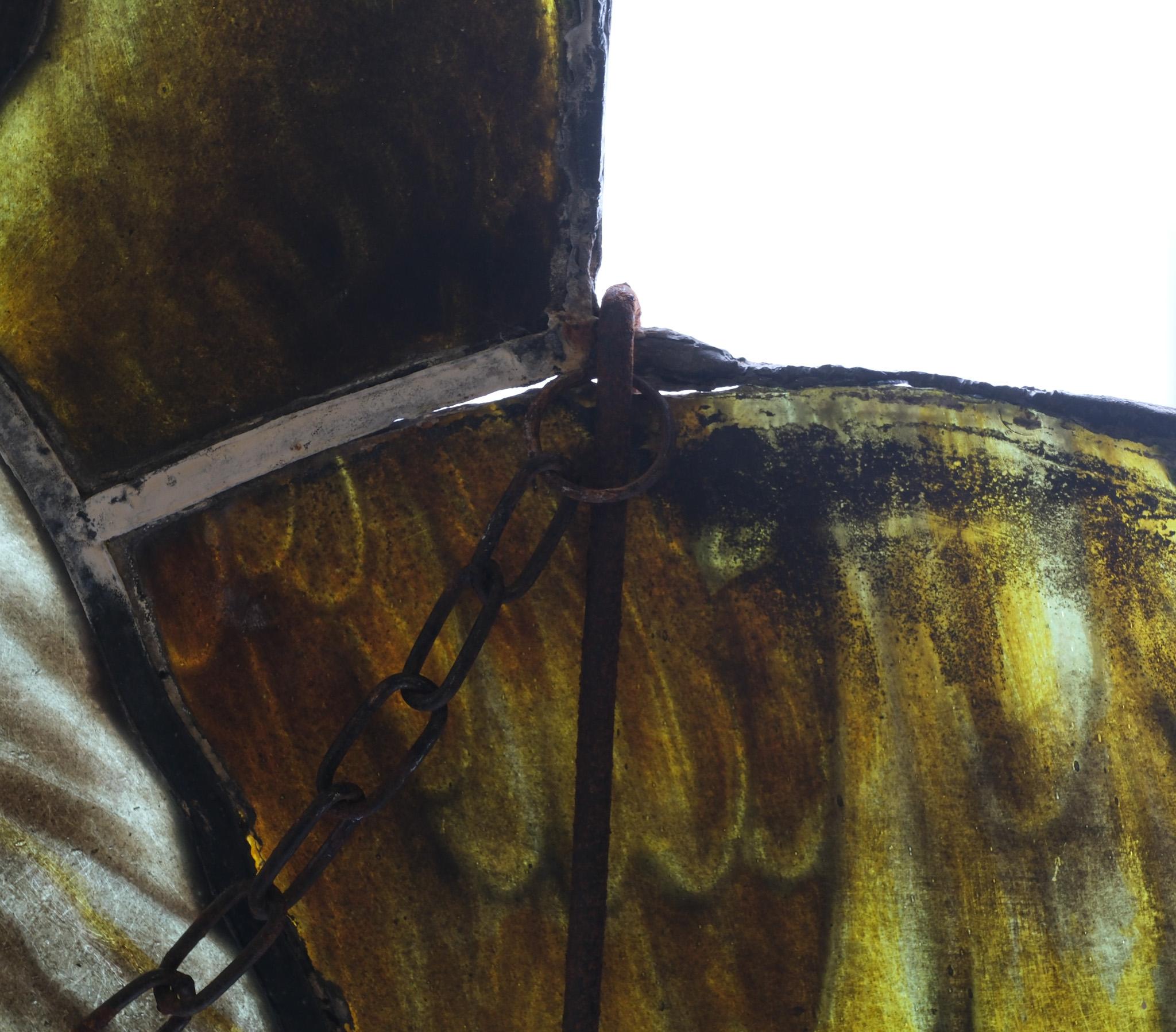 Late 19th Century Quatrefoil Stained Glass Angel With Anchor For Sale 2