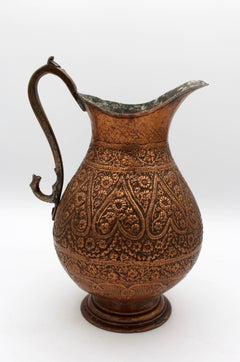 Late 19th Century, Raj Period Copper Urn with Scrolled Handle