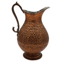 Late 19th Century, Raj Period Copper Urn with Scrolled Handle