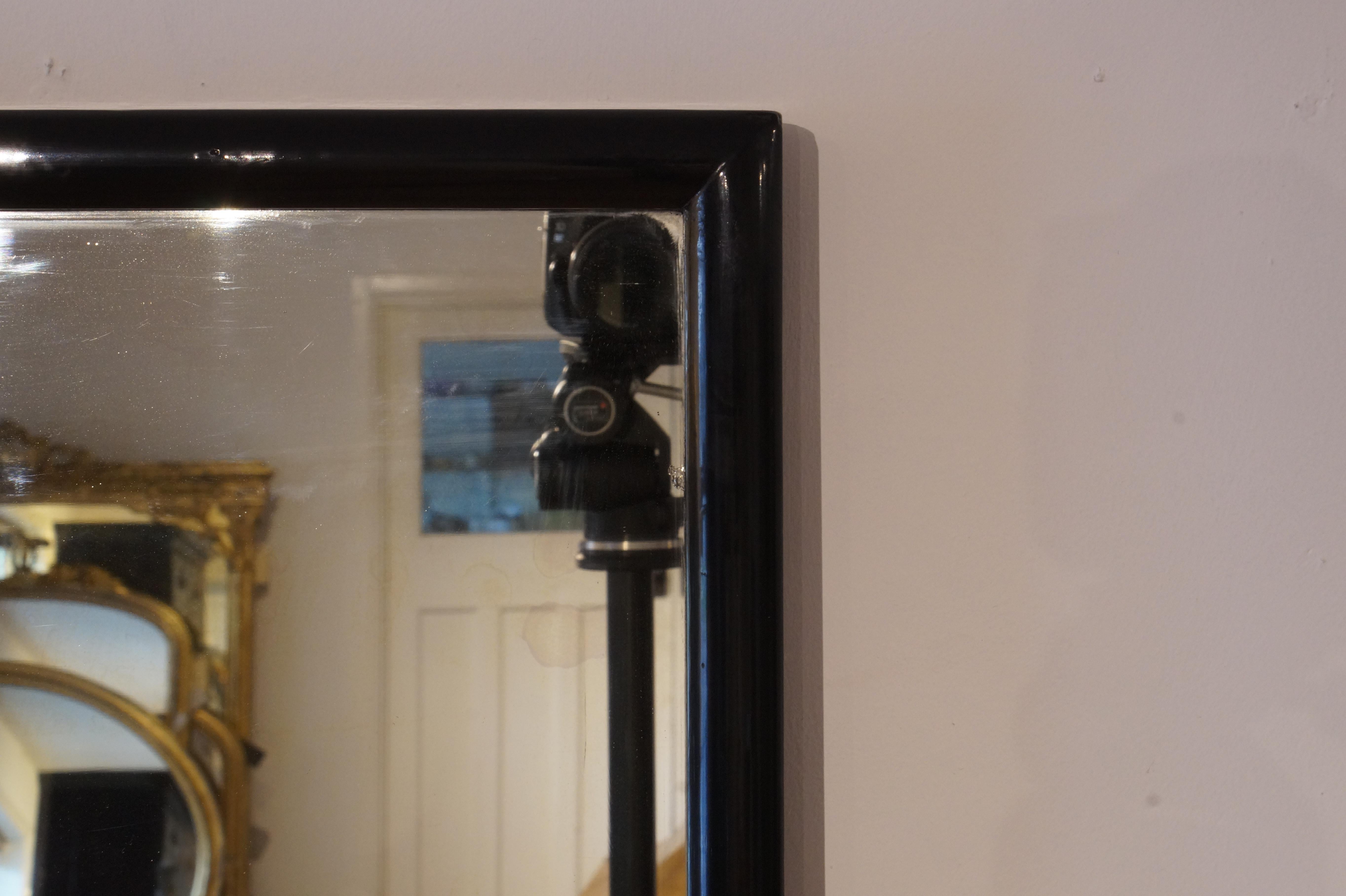 Minimalist Late 19th Century Rectangular Mirror with Ebonized Black Frame