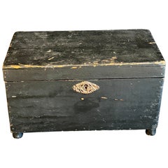 Late 19th Century Rectangular Swedish Gustavian Black Painted Box