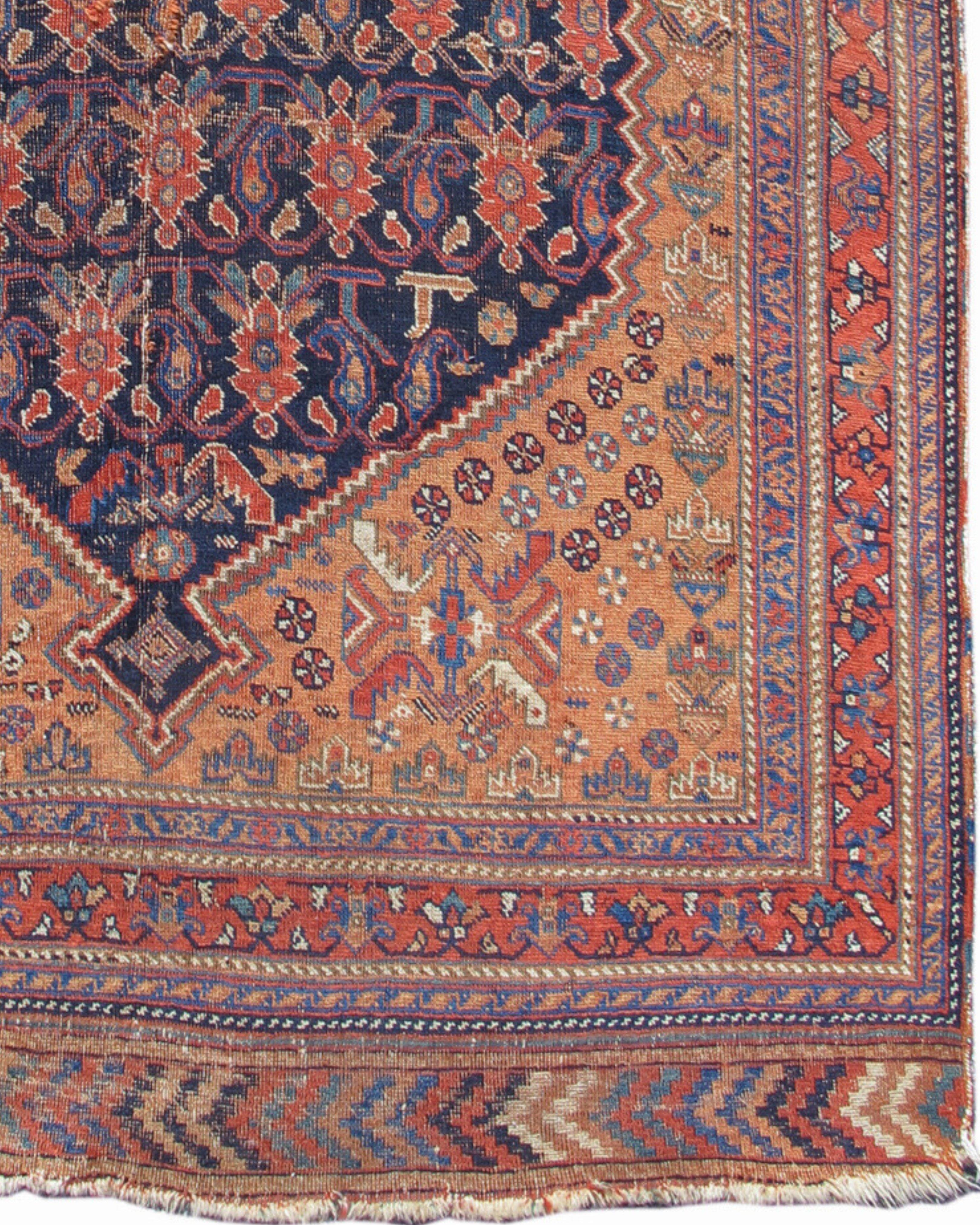 Wool Antique Indian Afshar Rug, Late 19th Century For Sale