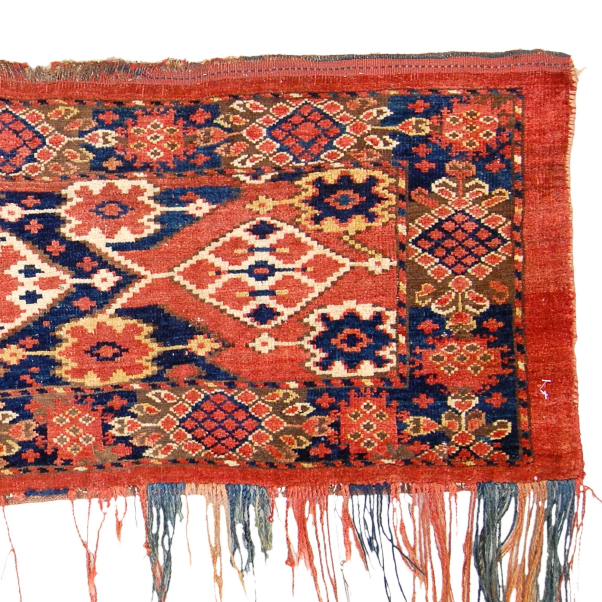 Late 19th Century Red and Blue Bashir Torba Bag For Sale 3