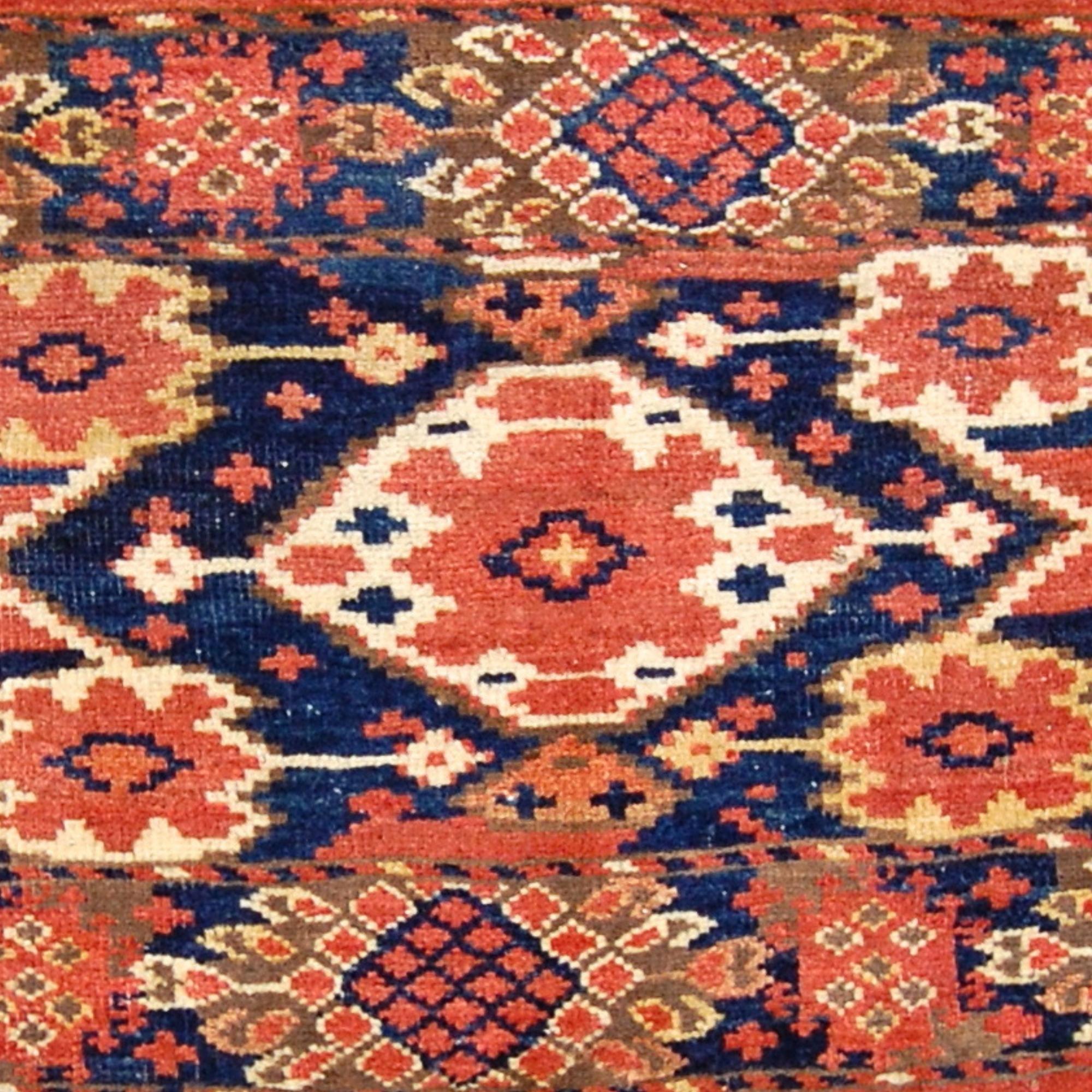 Late 19th Century Red and Blue Bashir Torba Bag For Sale 4