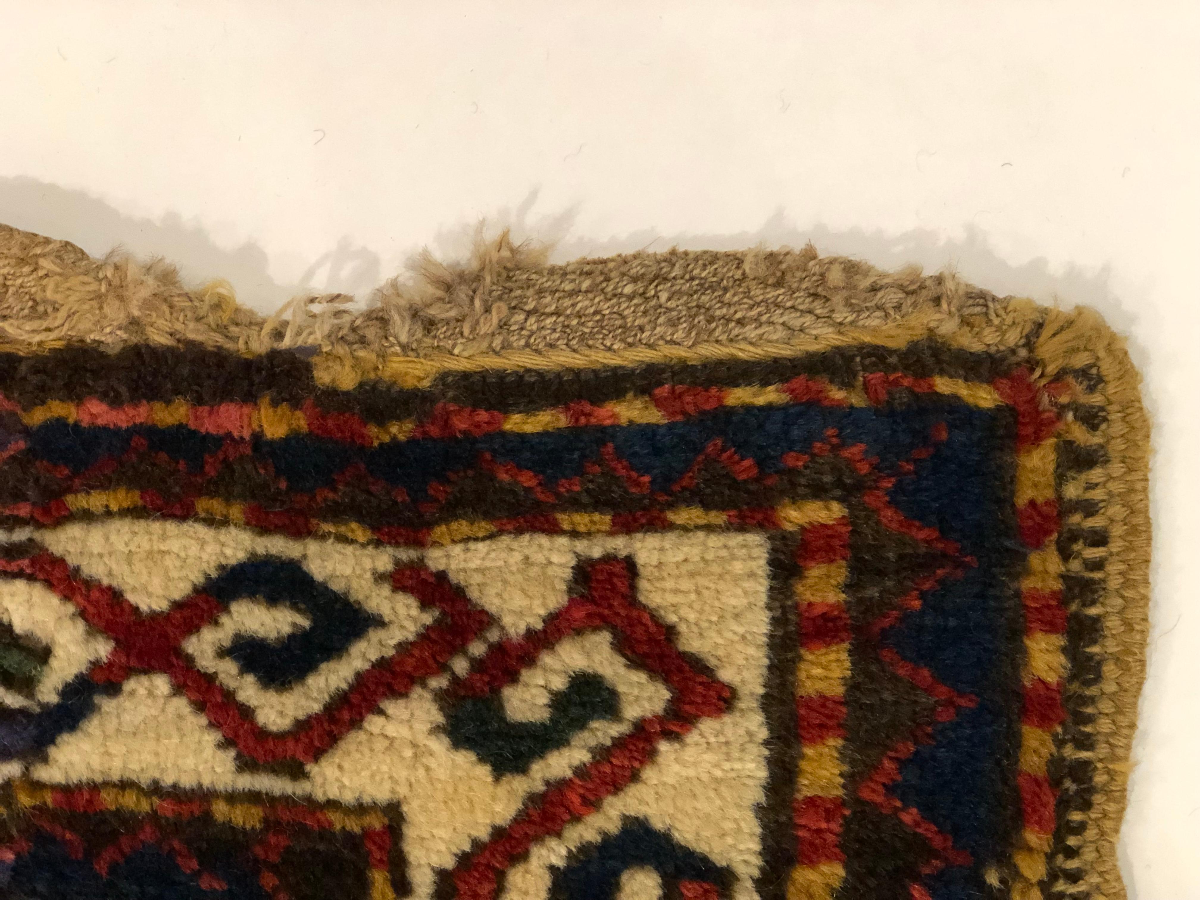 Late 19th Century, Red Field and Ivory Pattern, Wool Caucasian Eagle Kazak Rug In Good Condition For Sale In Los Angeles, CA