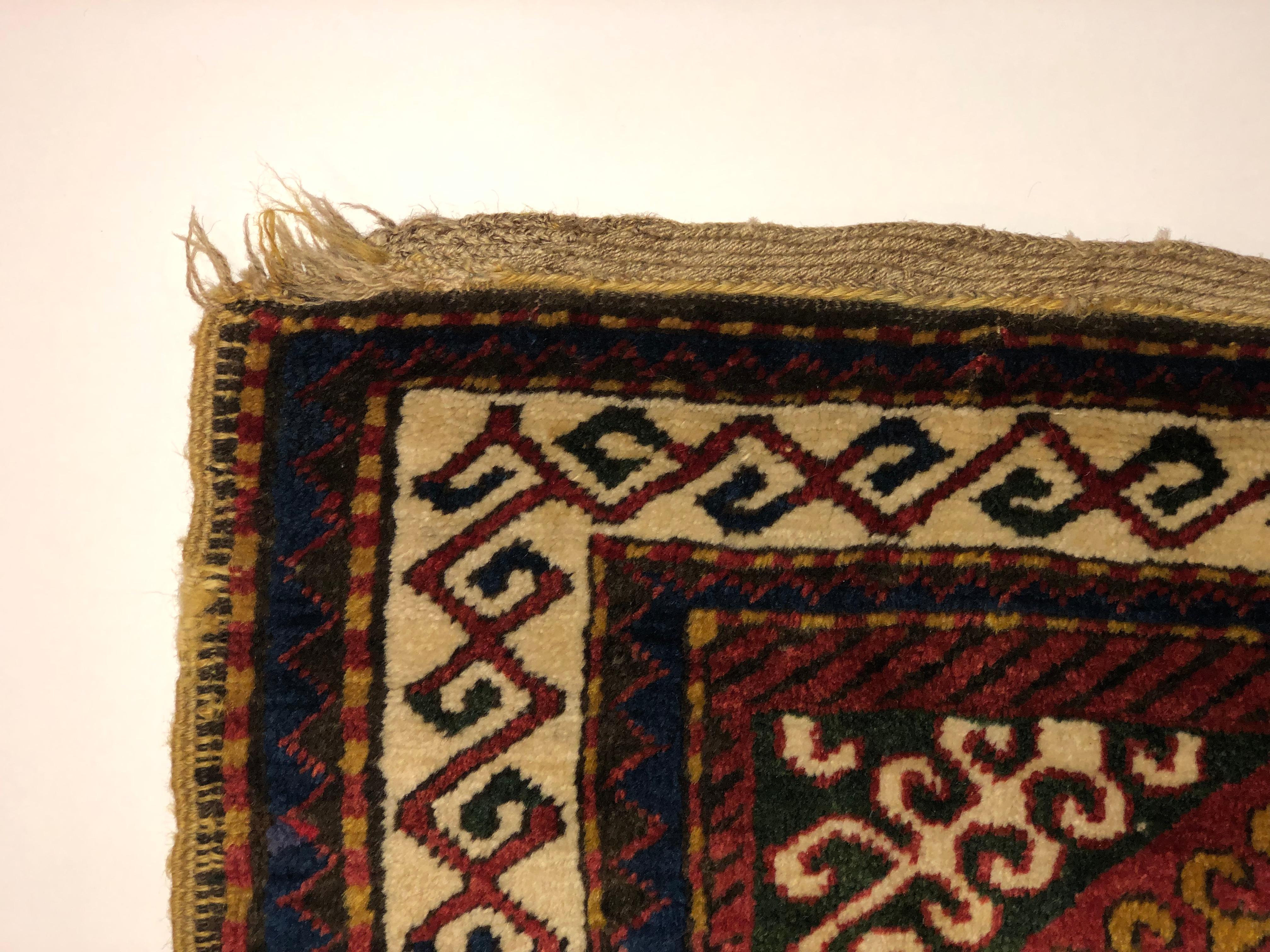 Late 19th Century, Red Field and Ivory Pattern, Wool Caucasian Eagle Kazak Rug For Sale 1