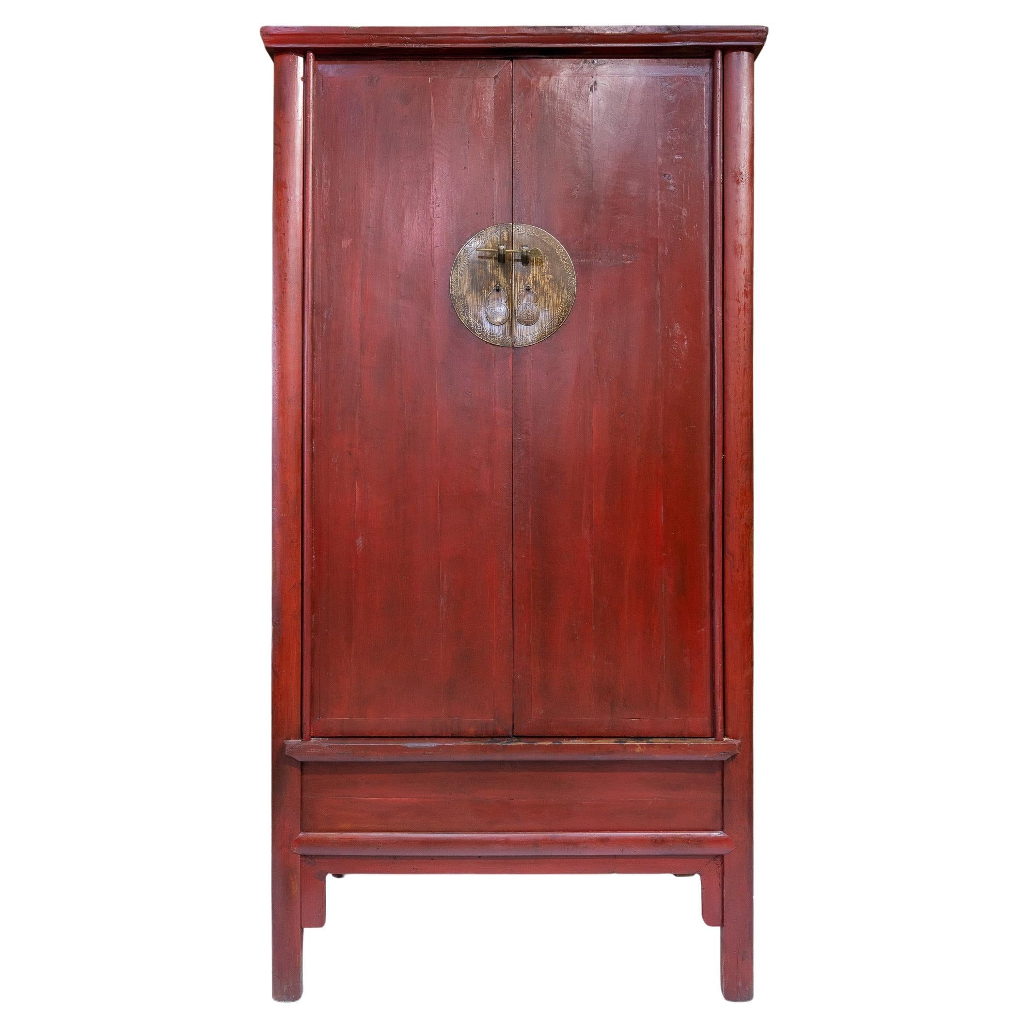 Late 19th Century Red Lacquer Tapered Cabinet
