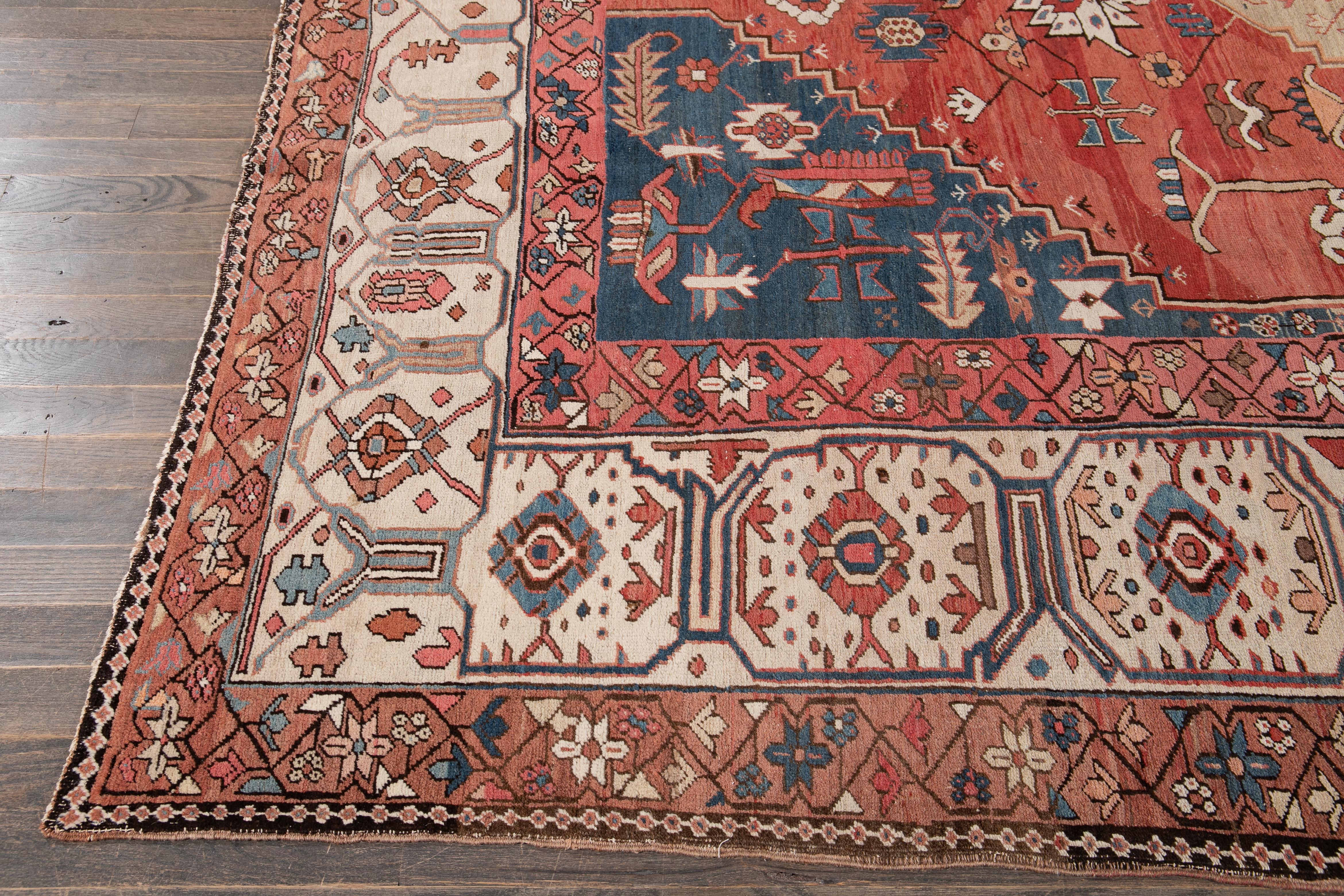 Spätes 19. Jahrhundert Rot Vintage Serapi Handgefertigter Wollteppich im Angebot 6