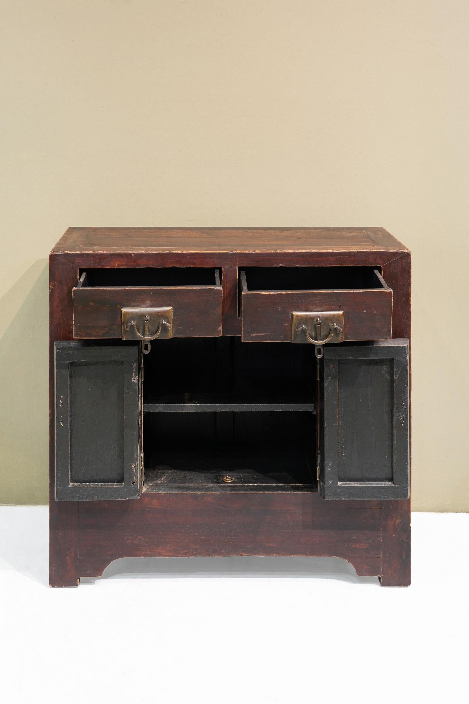 Qing Late 19th Century Reddish Brown Cabinet from Shanxi, China