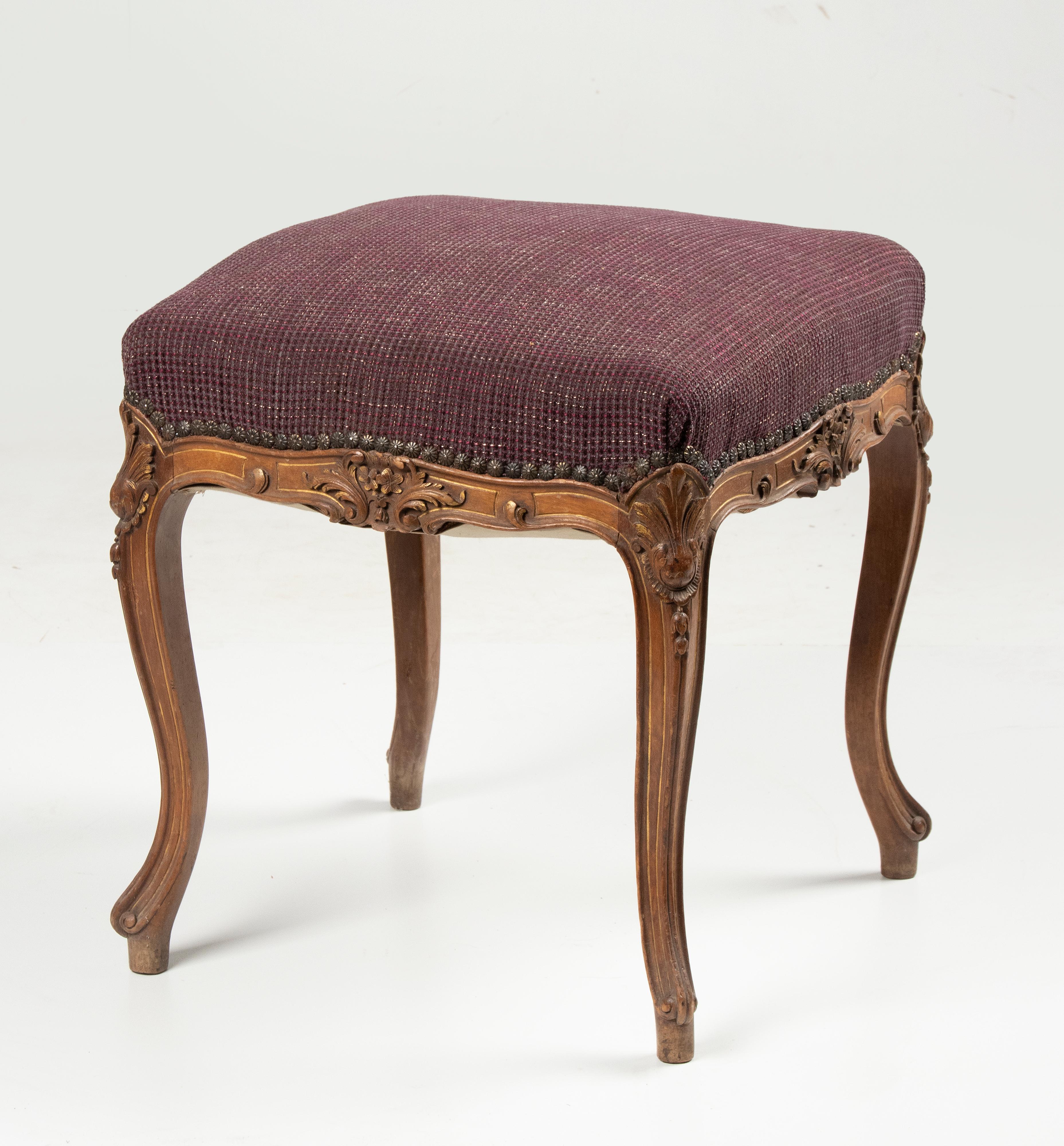 Regency Revival Late 19th Century Régence Style Walnut Carved Footstool For Sale