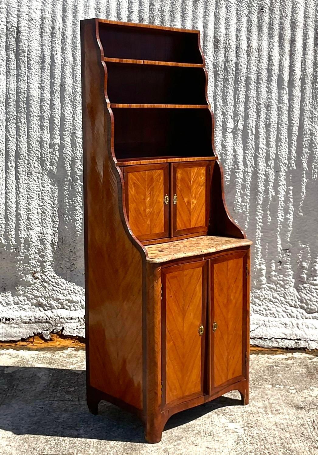 Late 19th Century Regency Chevron Inlay Cascading Cabinet For Sale 1