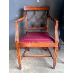 Late 19th Century Regency Style Walnut and Leather Arm Chair