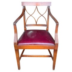 Late 19th Century Regency Style Walnut and Leather Arm Chair
