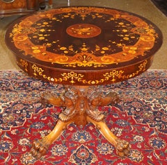 Late 19th Century Renaissance Revival Mahogany Inlaid Center Table Att to Horner