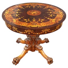 Late 19th Century Renaissance Revival Mahogany Inlaid Center Table Att to Horner