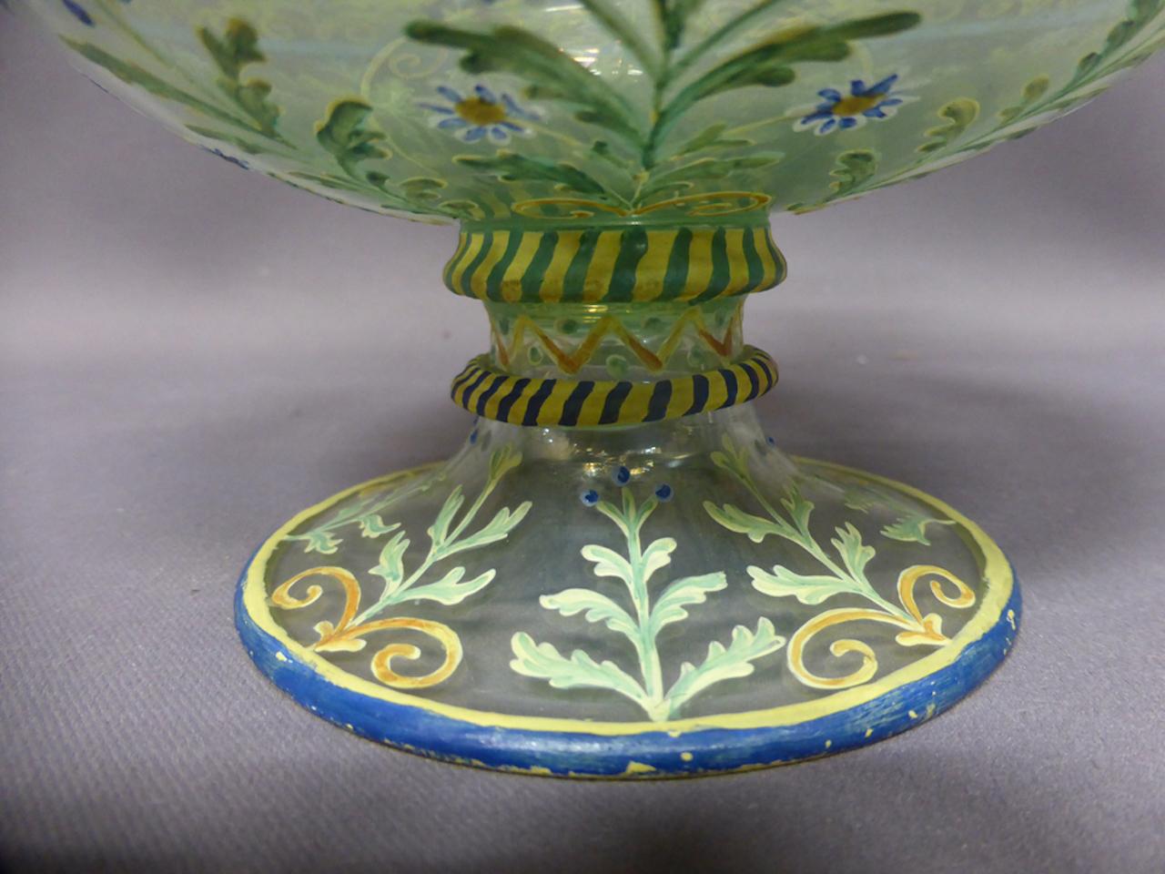 French Late 19th Century Renaissance Style Blown Polychrome Vase