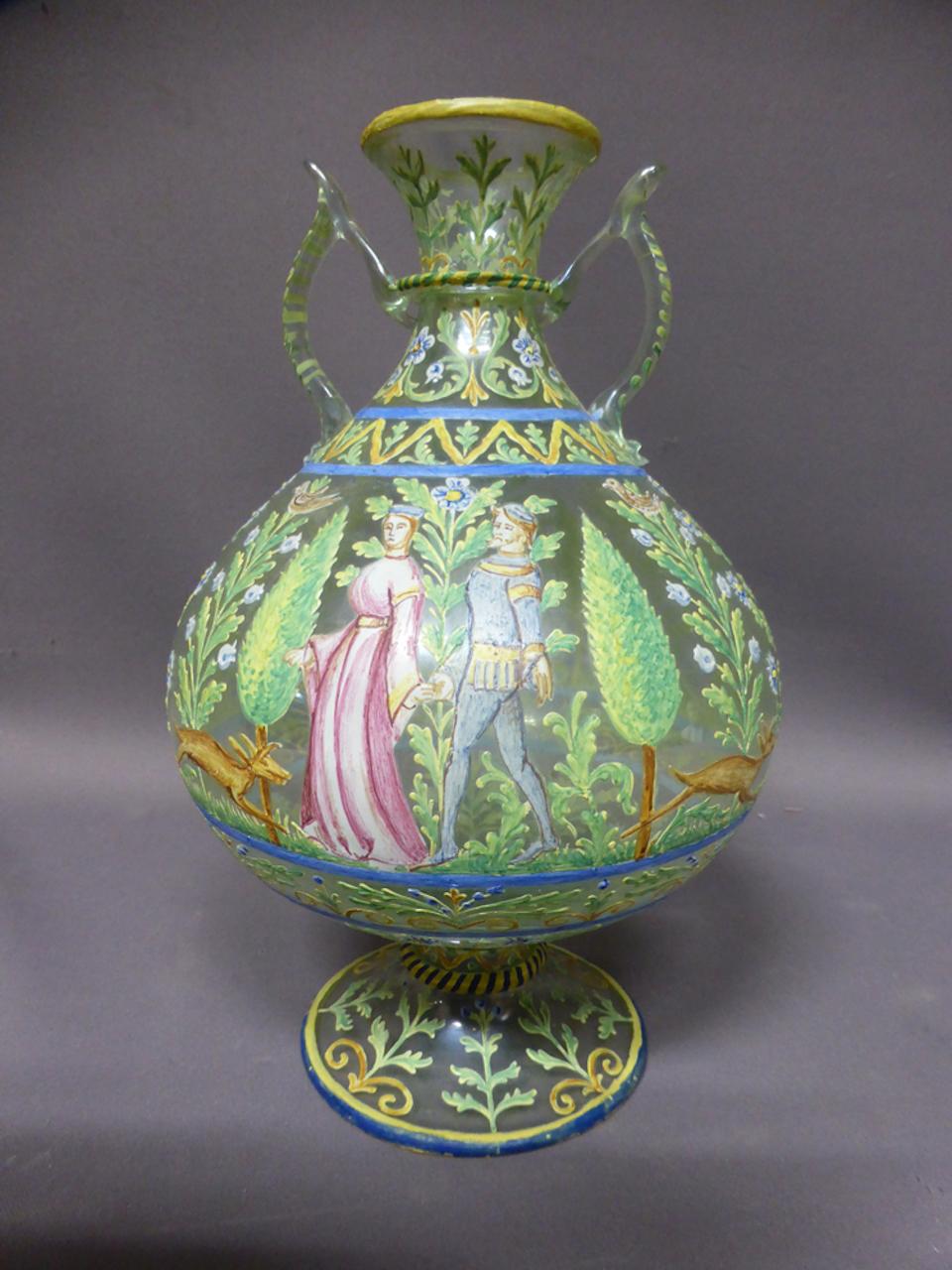 Late 19th Century Renaissance Style Blown Polychrome Vase 1