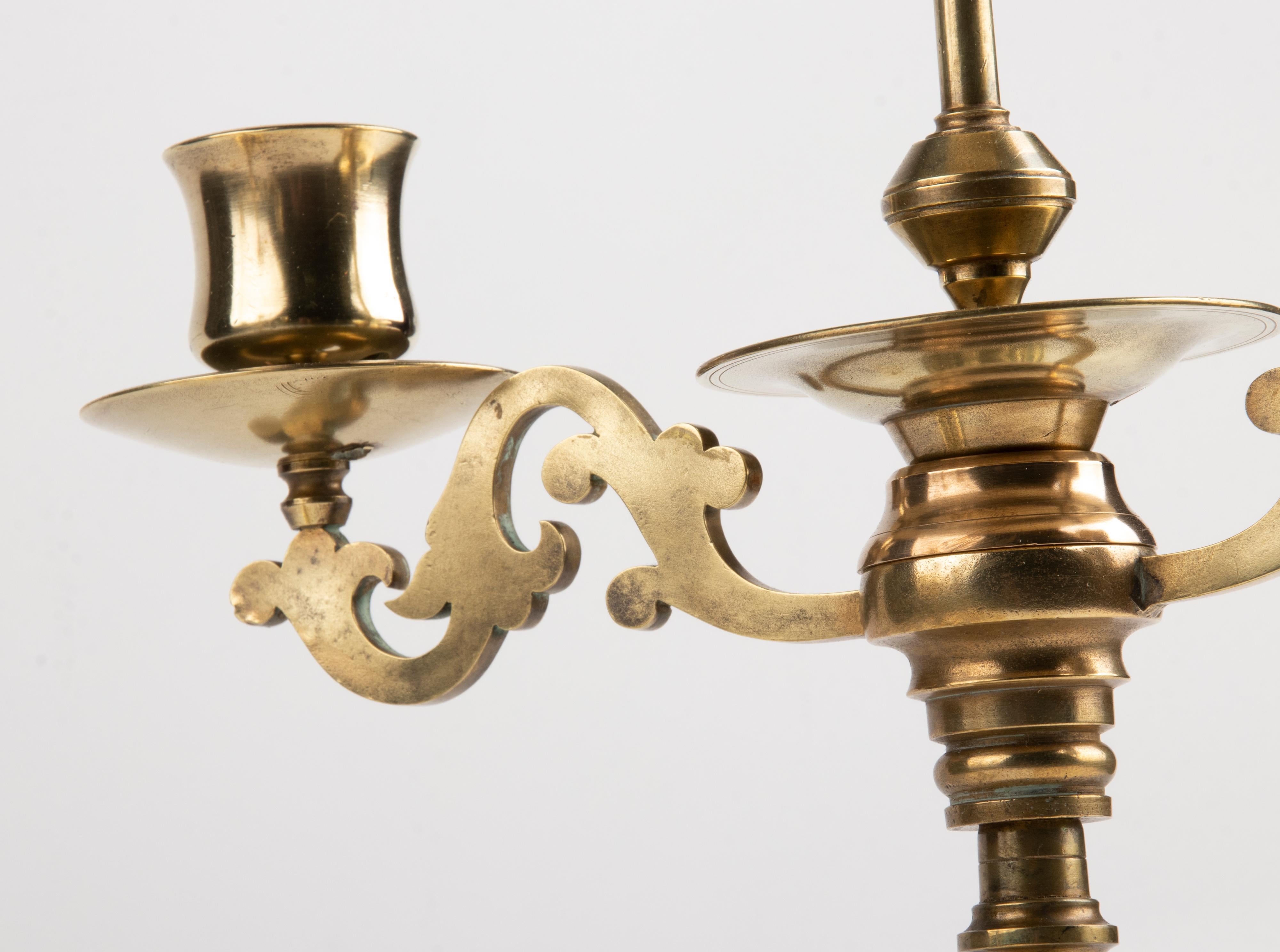 Late 19th Century Renaissance Style Brass Candelabras Dolphins For Sale 9