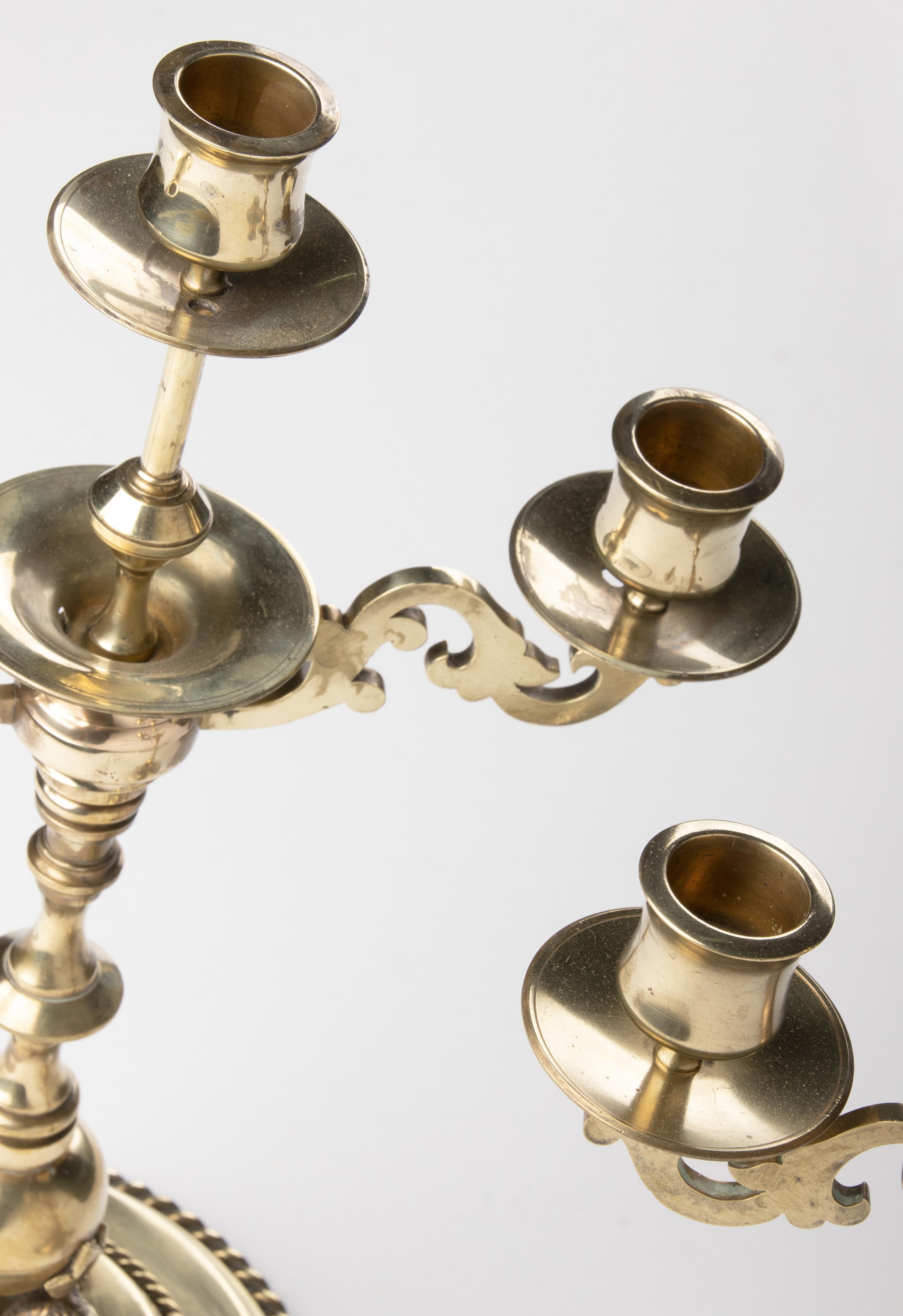 Late 19th Century Renaissance Style Brass Candelabras Dolphins For Sale 13