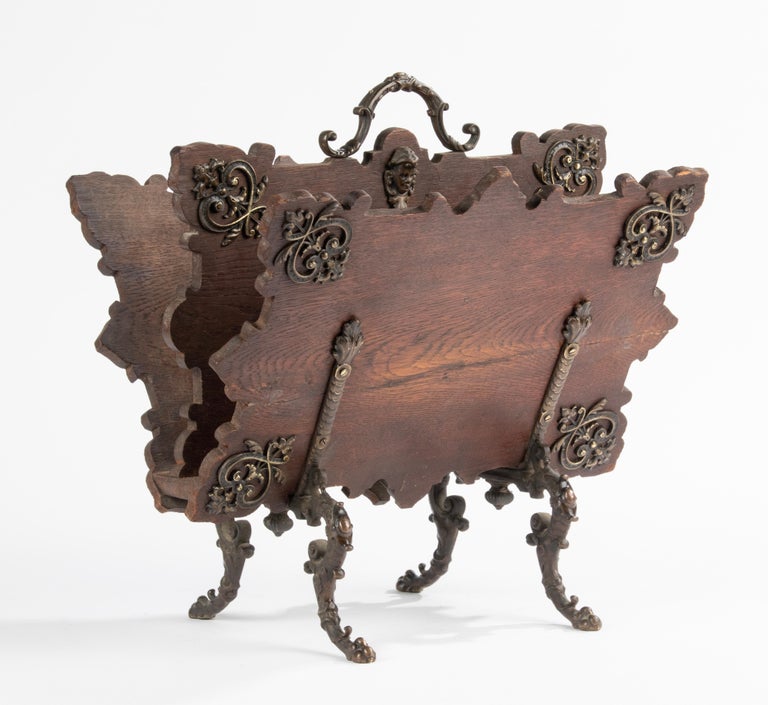 Late 19th Century Renaissance Style Oak Magazine Rack For Sale at 1stDibs