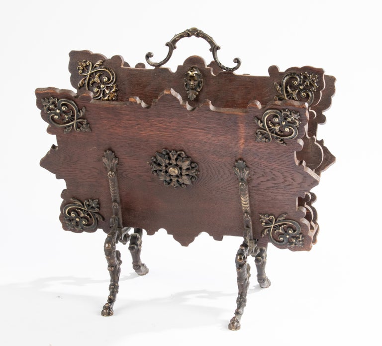 Late 19th Century Renaissance Style Oak Magazine Rack For Sale at 1stDibs