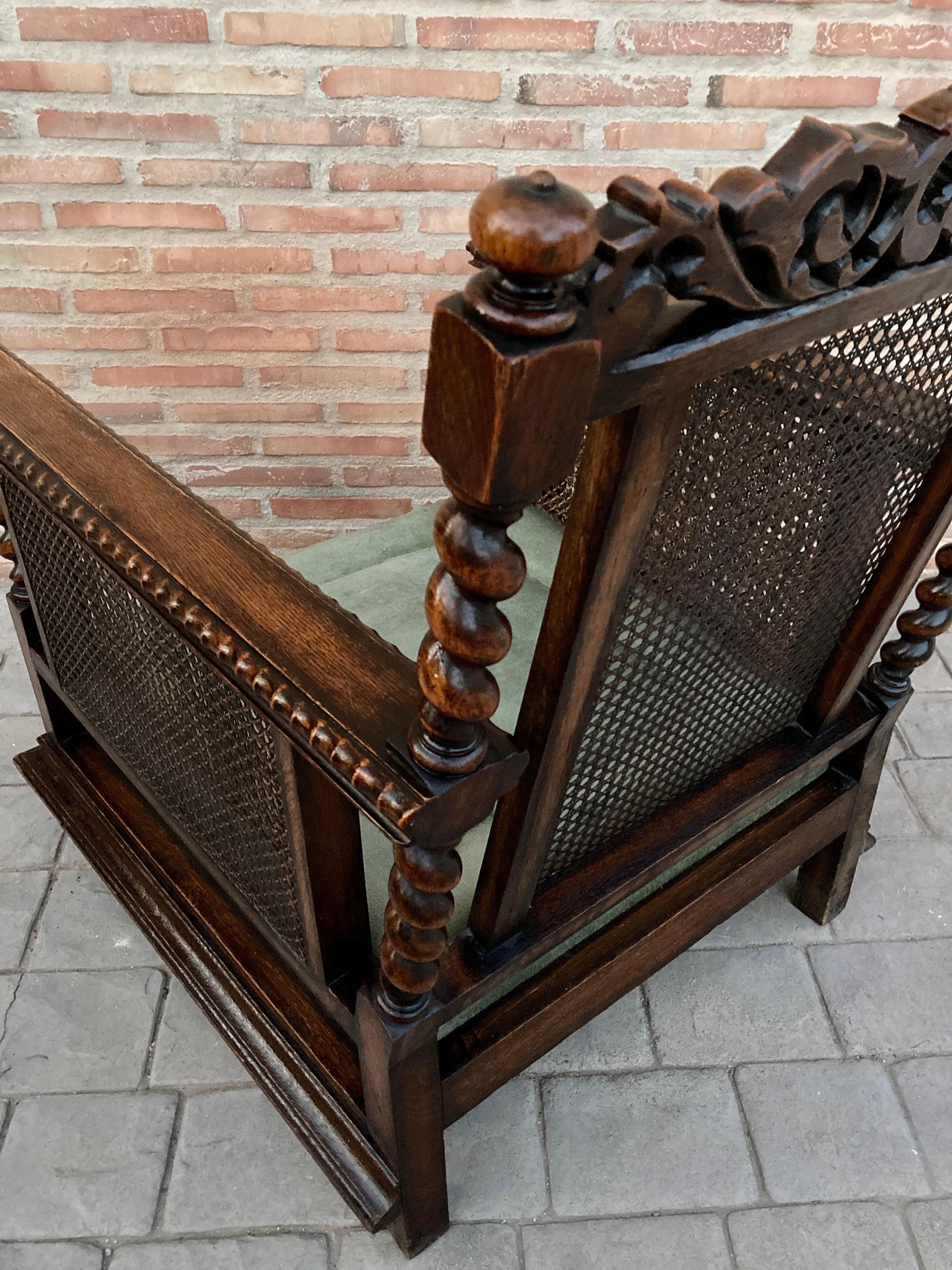 Cane Late 19th Century Renaissance Walnut and Rattan Armchair, 1890s, Set of 2