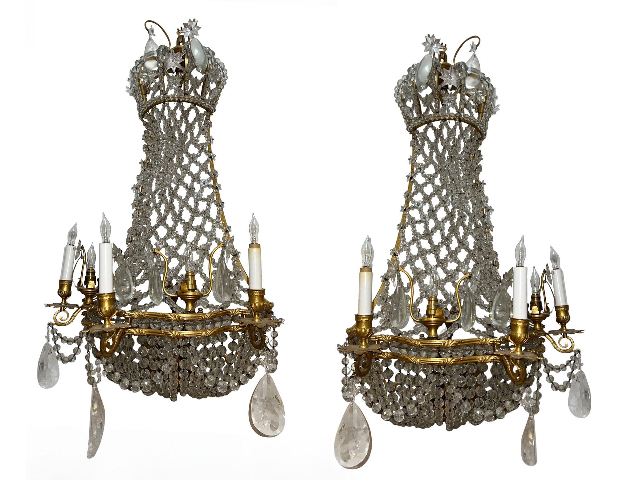 Late 19th Century Rock Crystal Sconces  In Good Condition For Sale In Dallas, TX