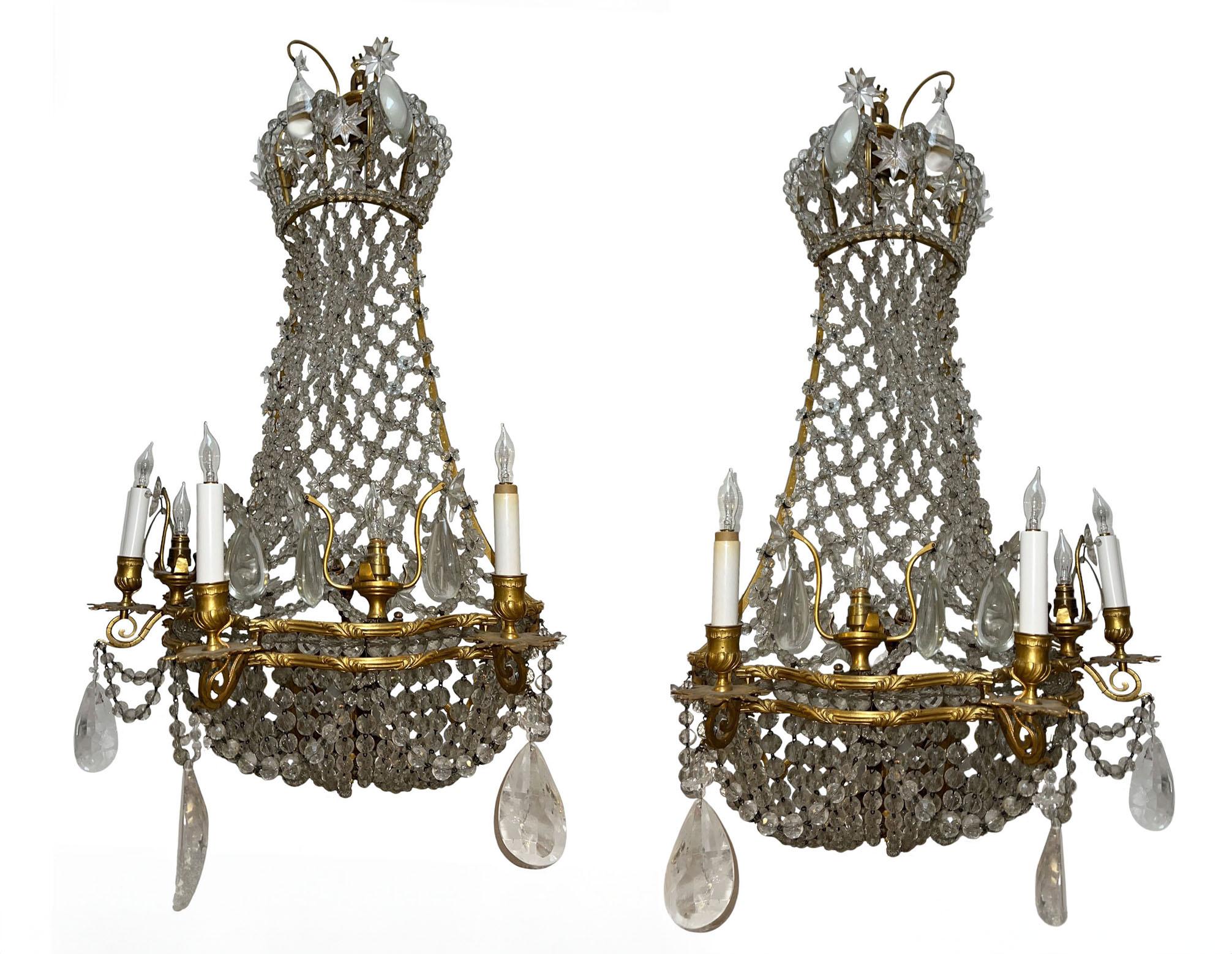Apliques de cristal de roca de finales del siglo XIX en Bueno estado para la venta en Dallas, TX