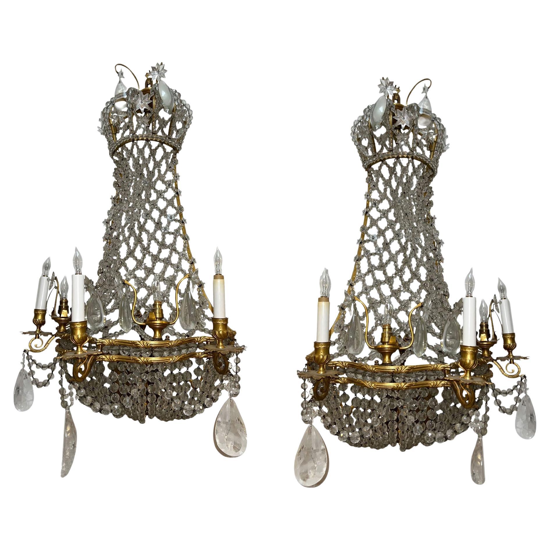Late 19th Century Rock Crystal Sconces  For Sale