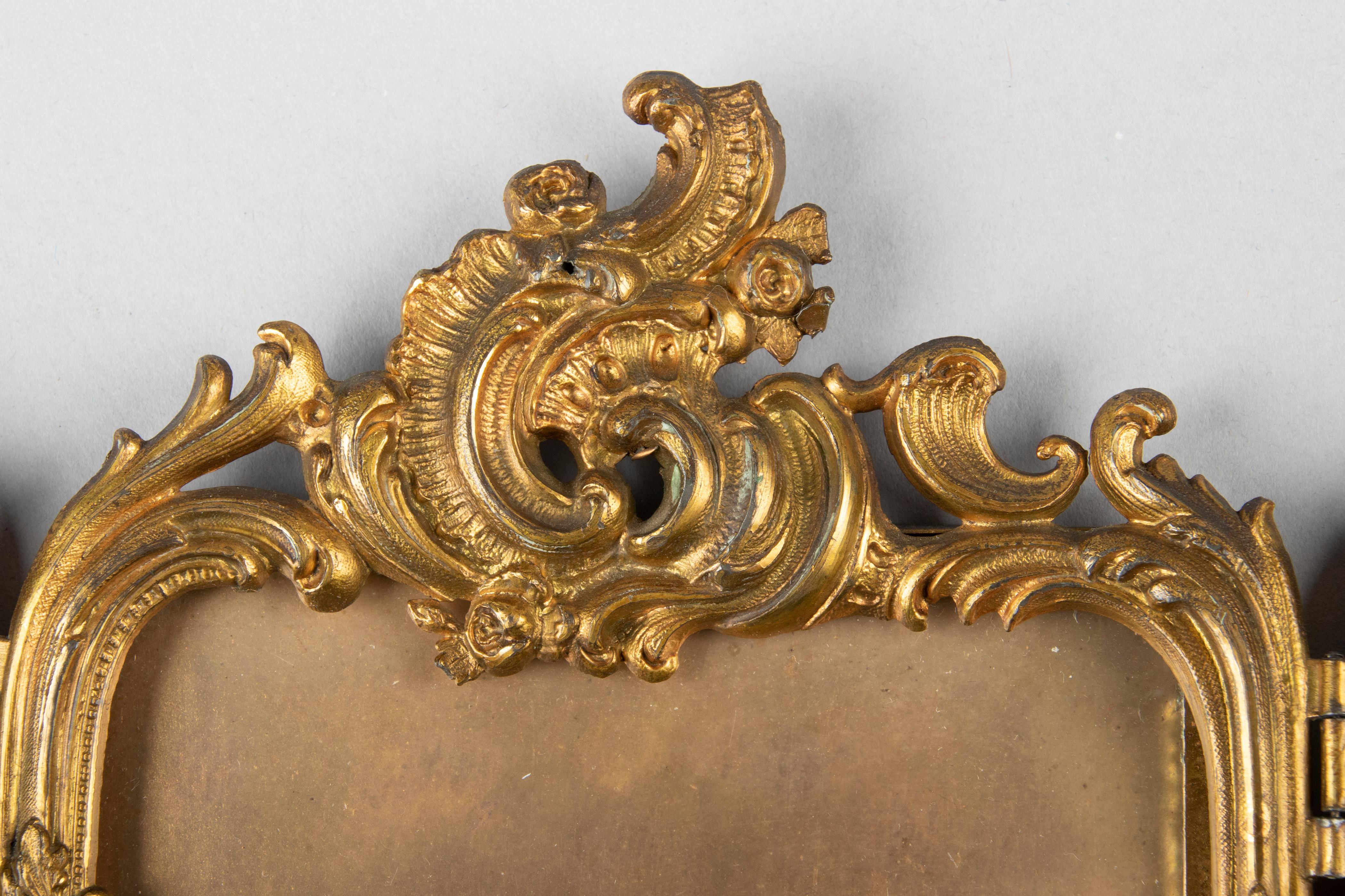 Late 19th Century Rococo Gilt Copper Fourfold Picture Frame 5