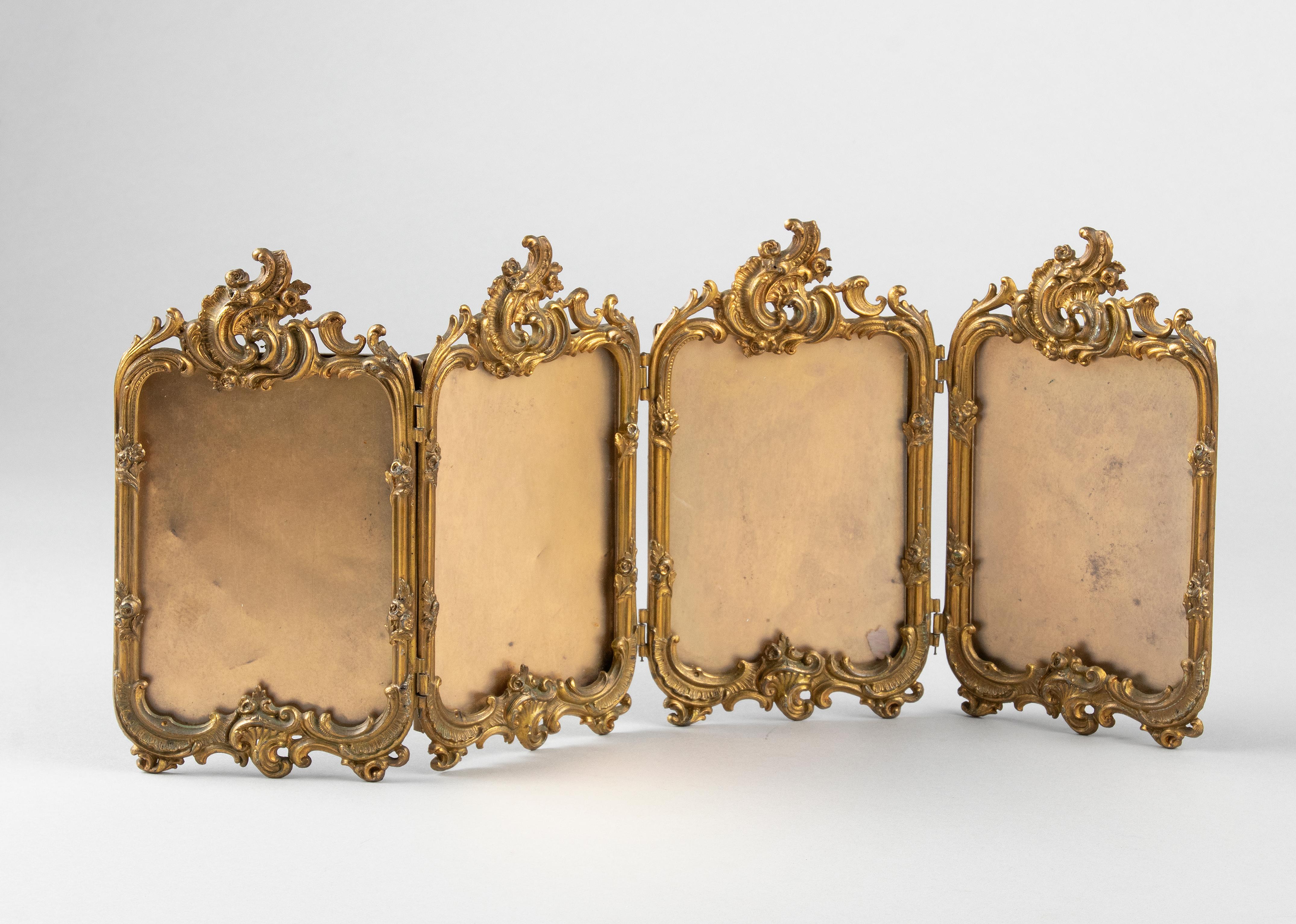 Late 19th Century Rococo Gilt Copper Fourfold Picture Frame 8