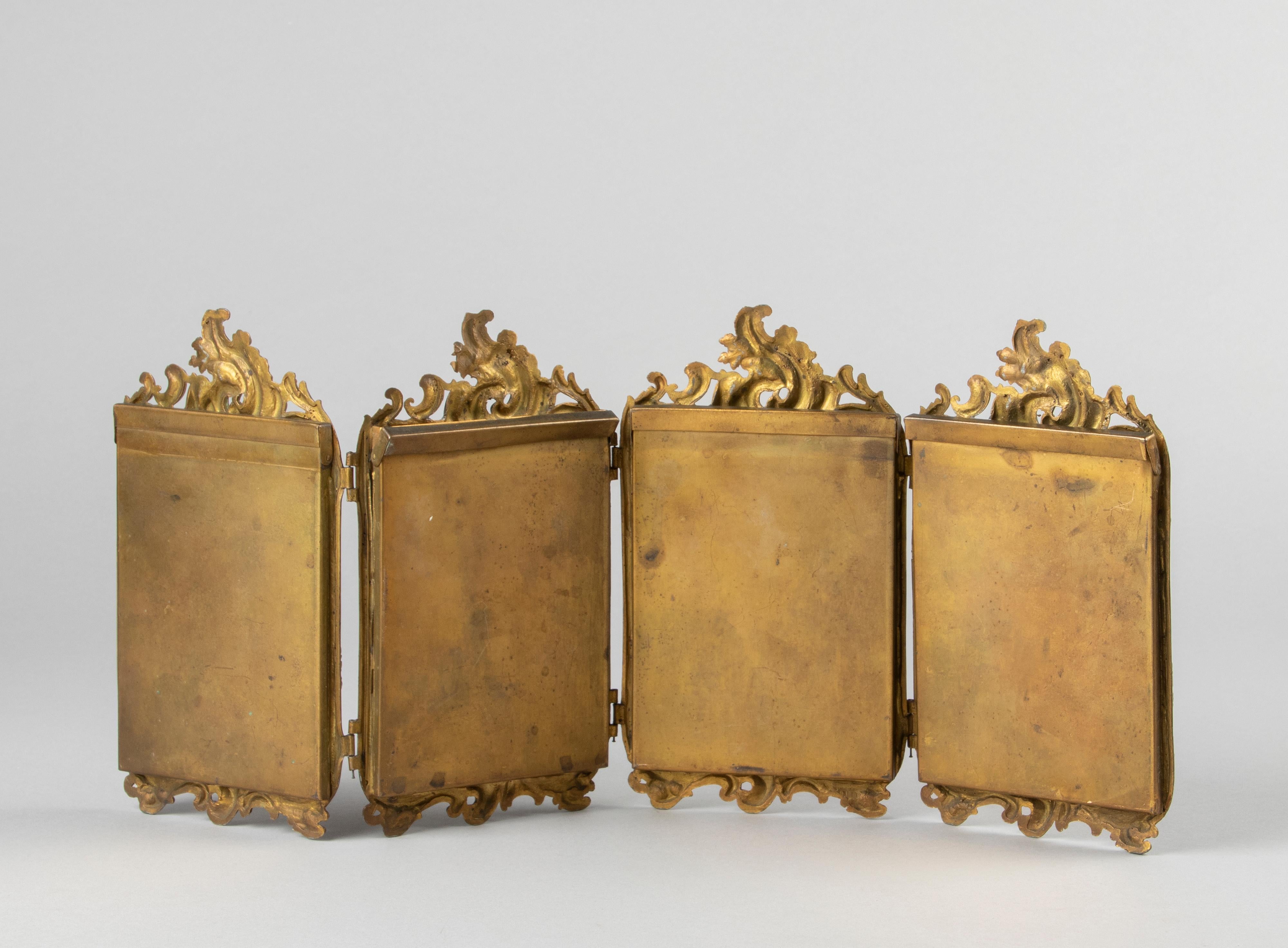 Late 19th Century Rococo Gilt Copper Fourfold Picture Frame 11