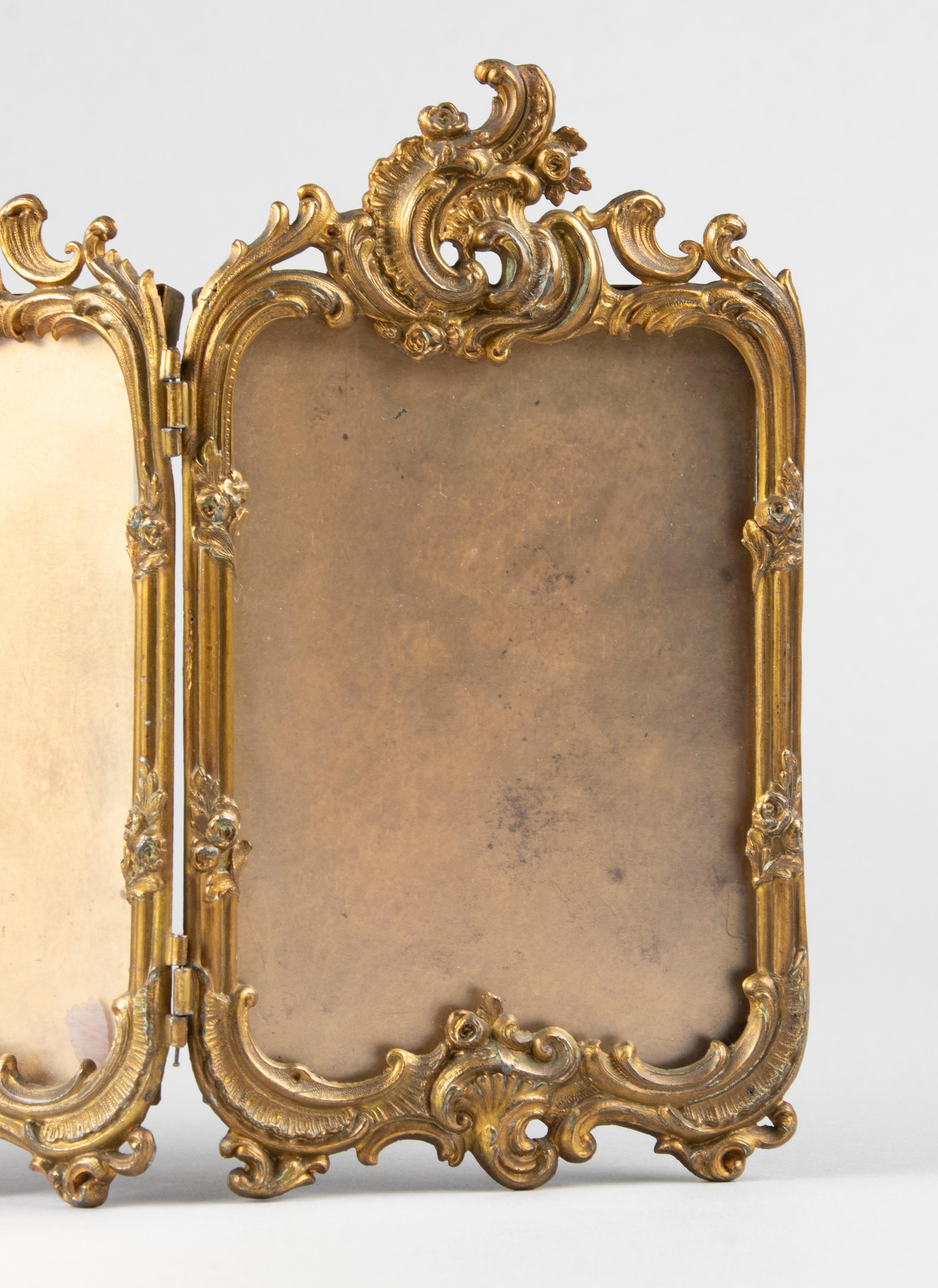 Late 19th Century Rococo Gilt Copper Fourfold Picture Frame 13