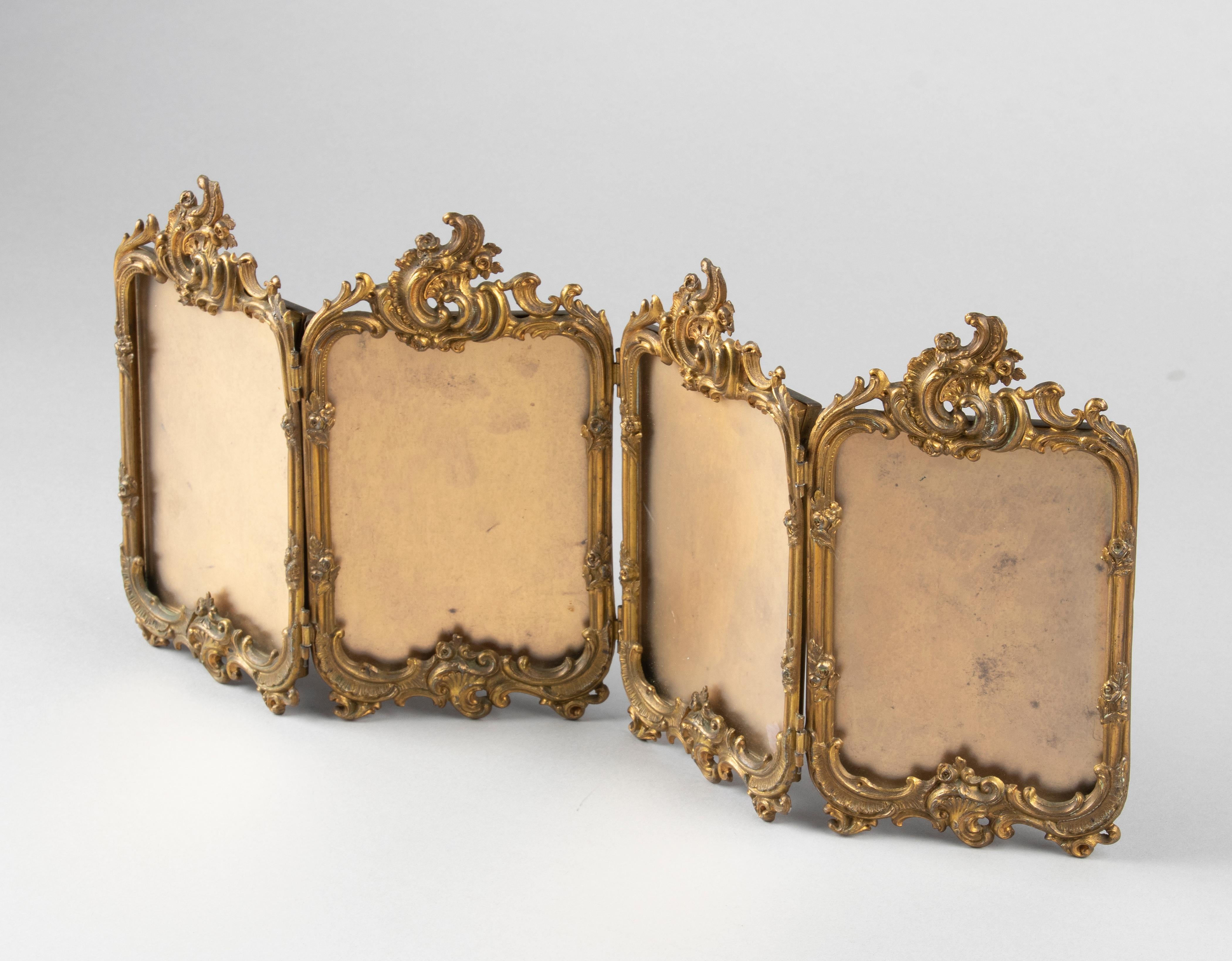 Late 19th Century Rococo Gilt Copper Fourfold Picture Frame 2