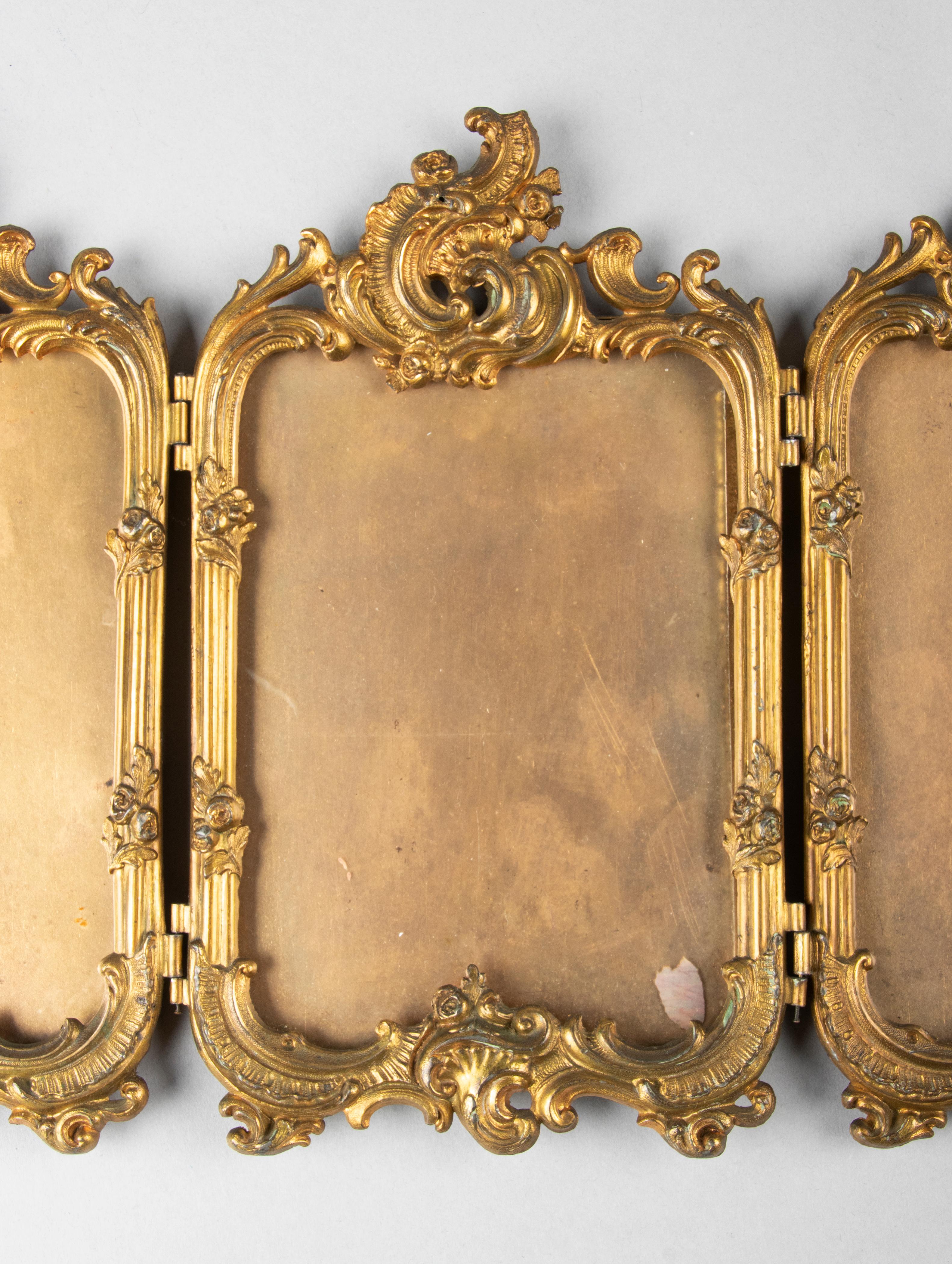 Late 19th Century Rococo Gilt Copper Fourfold Picture Frame 3