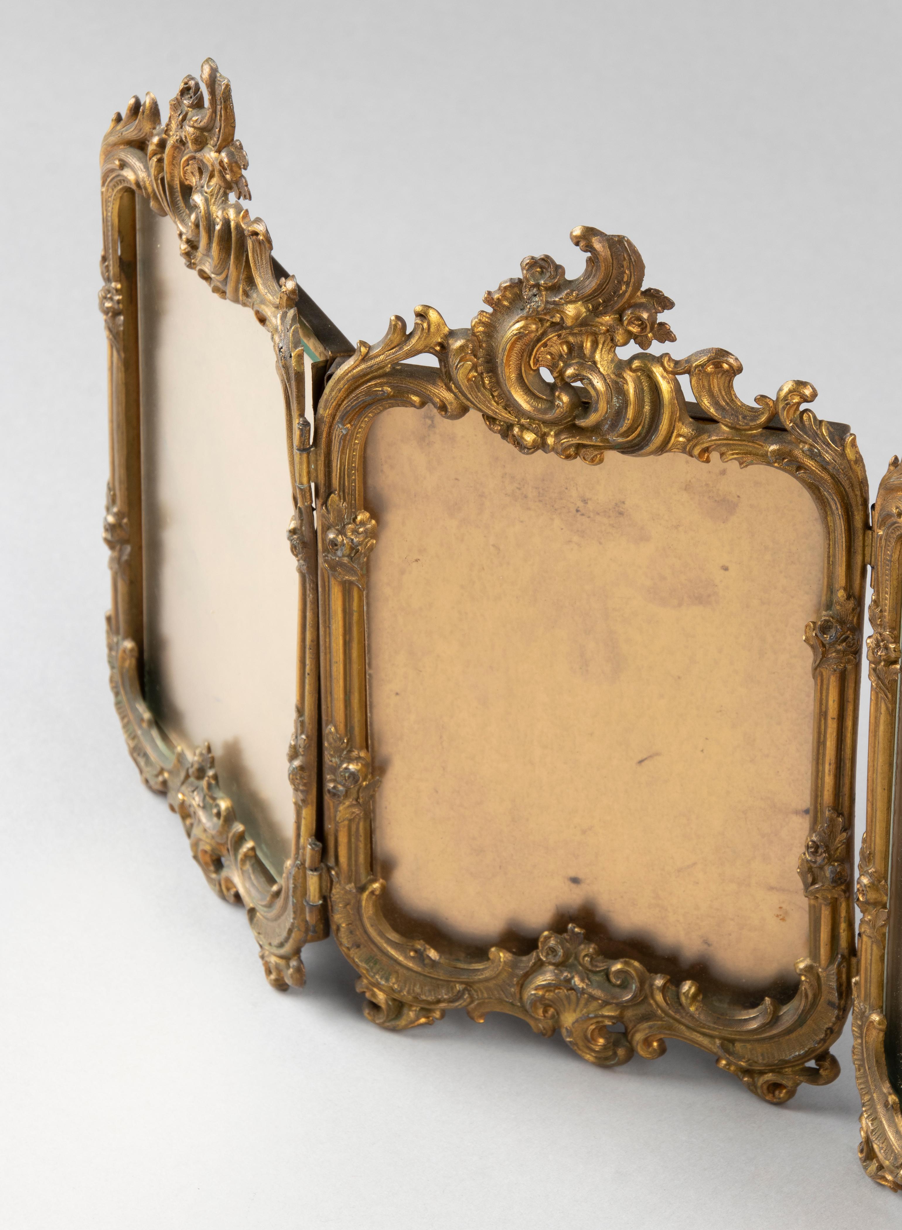 Late 19th Century Rococo Gilt Copper Fourfold Picture Frame 4