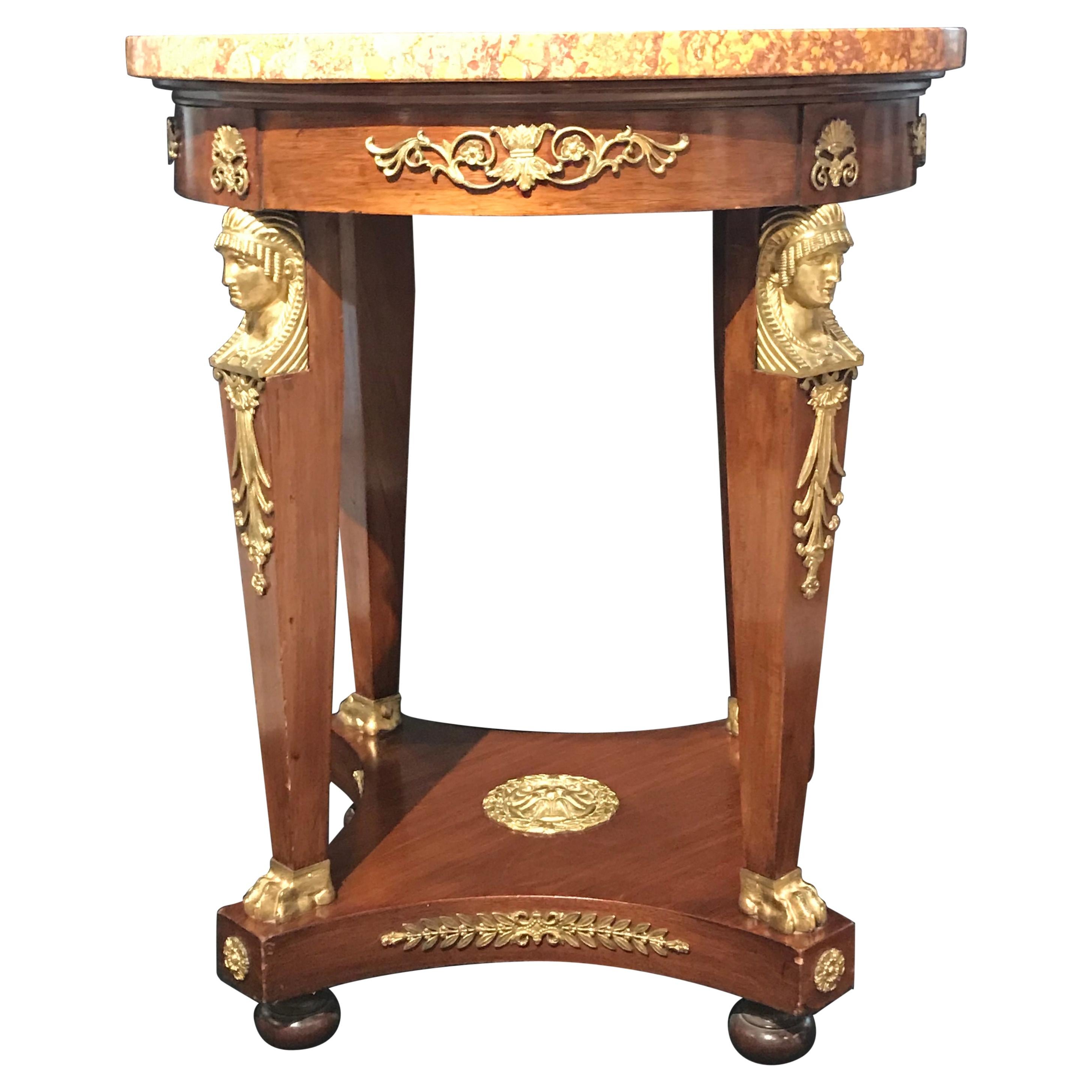 Late 19th Century Rococo Marble Topped Mahogany & Ormolu Mounted Centre Table