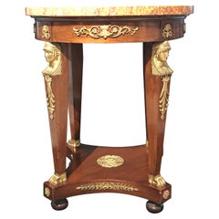 Antique Late 19th Century Rococo Marble Topped Mahogany & Ormolu Mounted Centre Table
