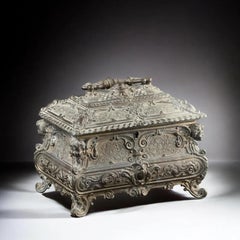 Versilberte Schmuckschatulle im Rokoko-Revival-Stil aus dem späten 19. Jahrhundert, Stil Louis XV – 9in