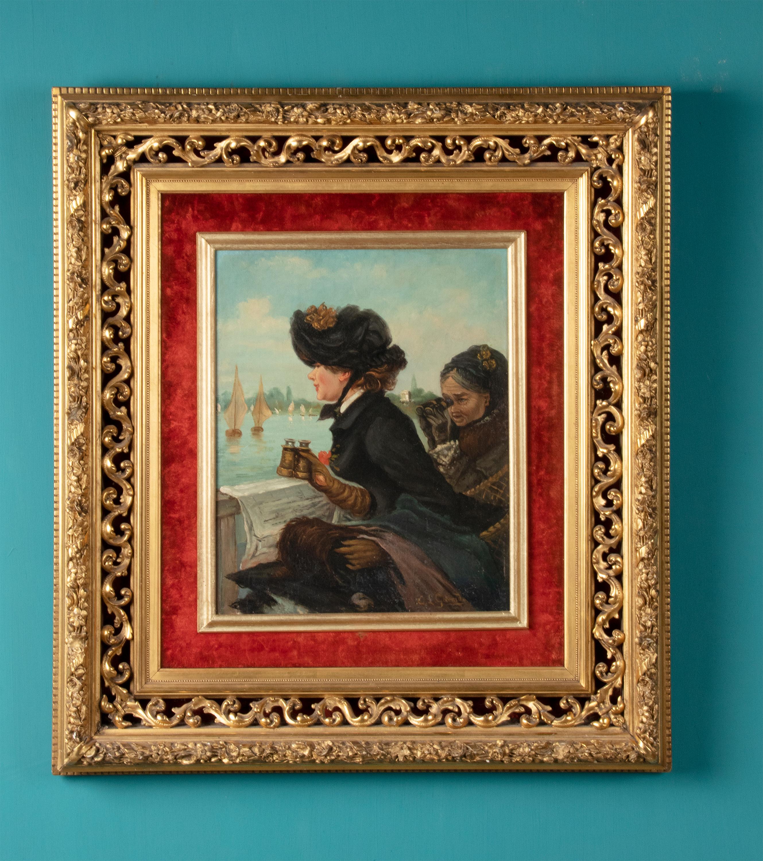 Dorato Pittura ad olio romantica della fine del XIX secolo, dopo Eduardo Garrido in vendita