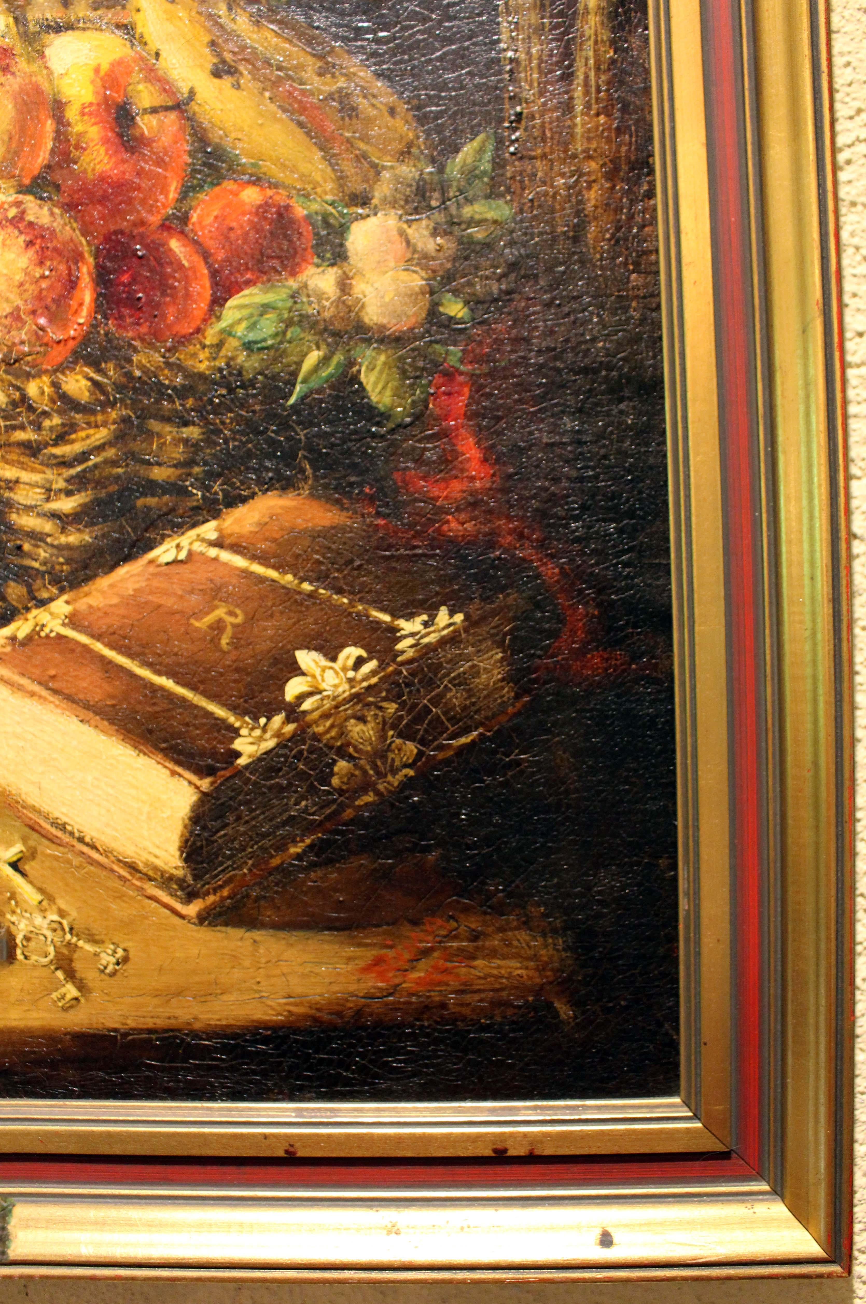 Late 19th Century Romantic Still Life of Flowers & Fruit, Grand Tour Period For Sale 1