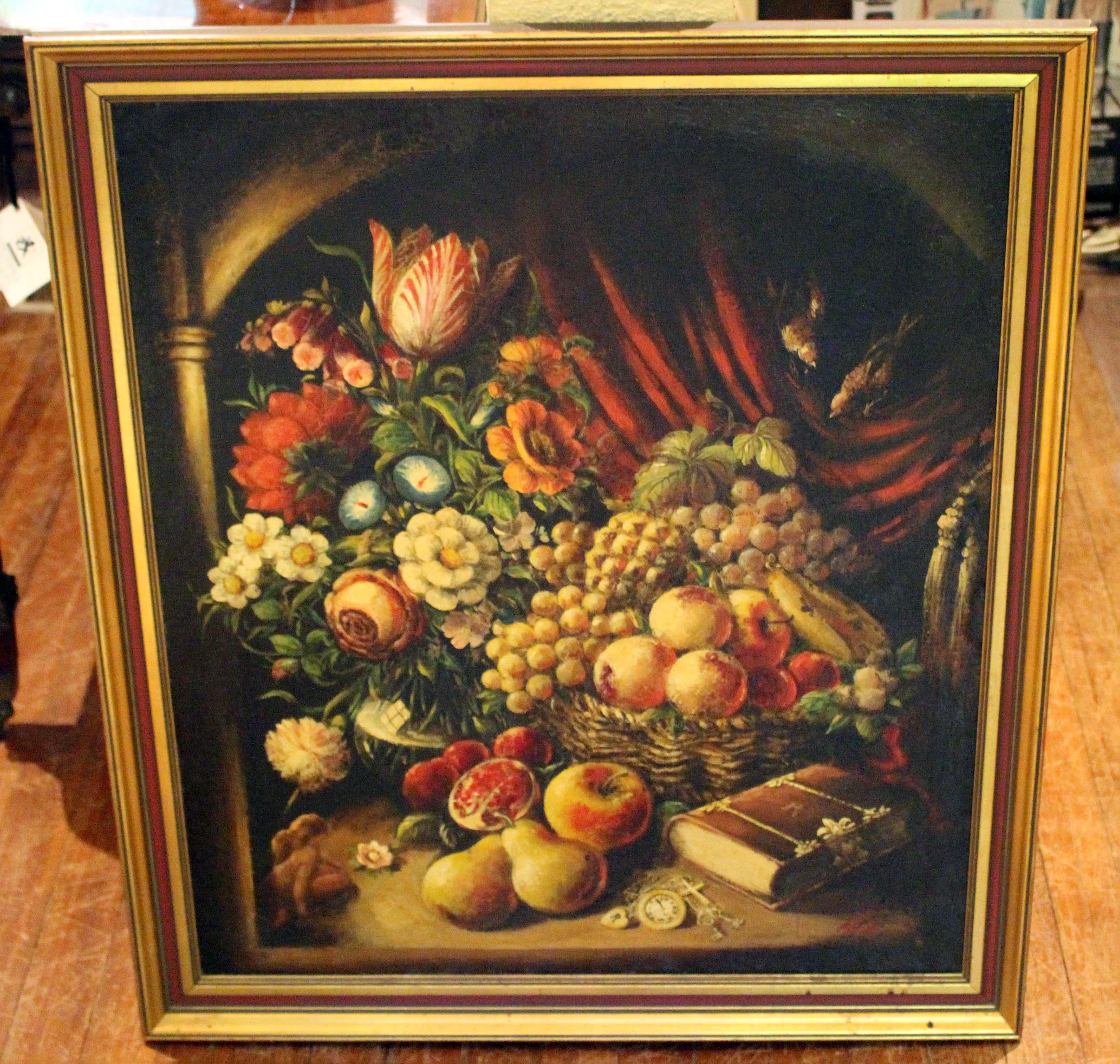 Late 19th Century Romantic Still Life of Flowers & Fruit, Grand Tour Period For Sale 2