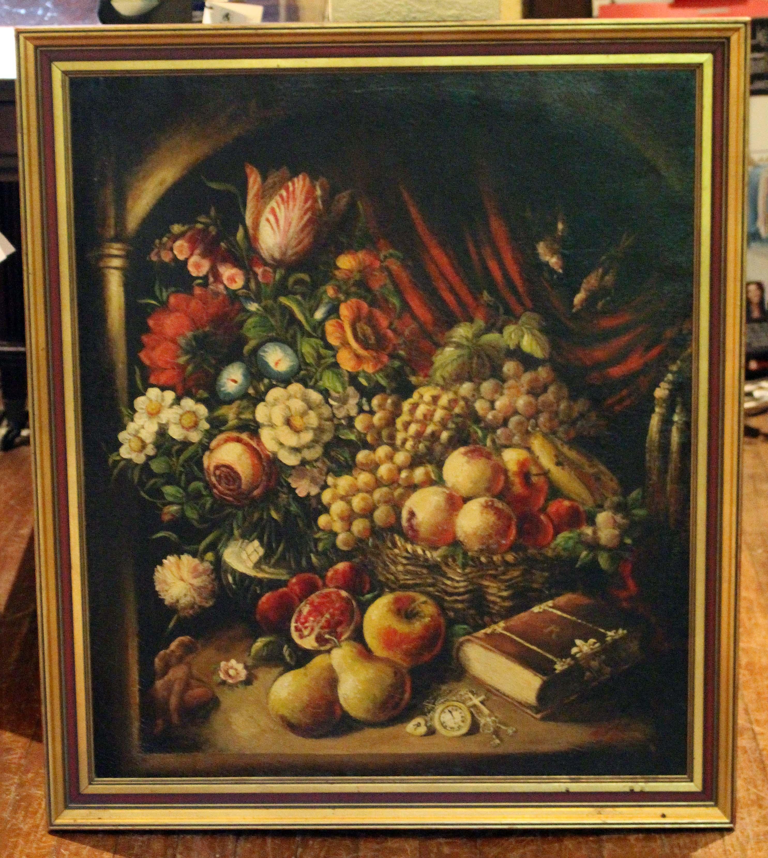 Late 19th Century Romantic Still Life of Flowers & Fruit, Grand Tour Period For Sale 3