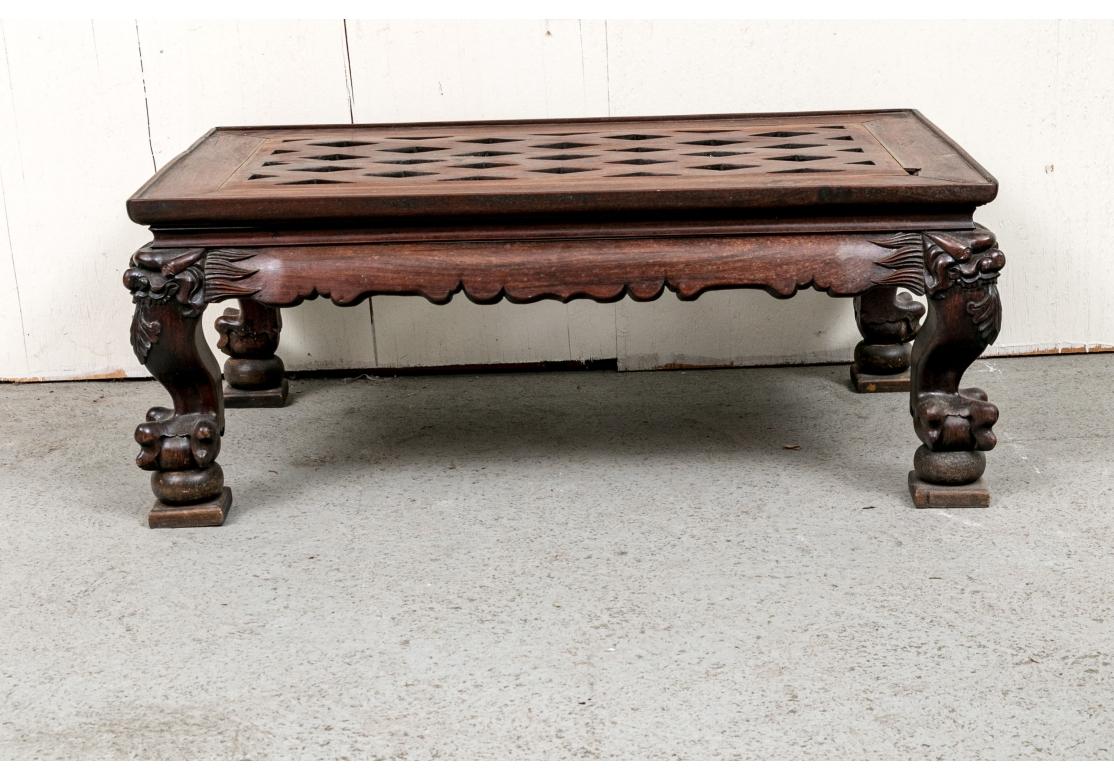 Late 19th Century Rosewood Chinese Carved And Inlaid Low Tea Table For Sale 9