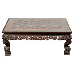 Late 19th Century Rosewood Chinese Carved And Inlaid Low Tea Table