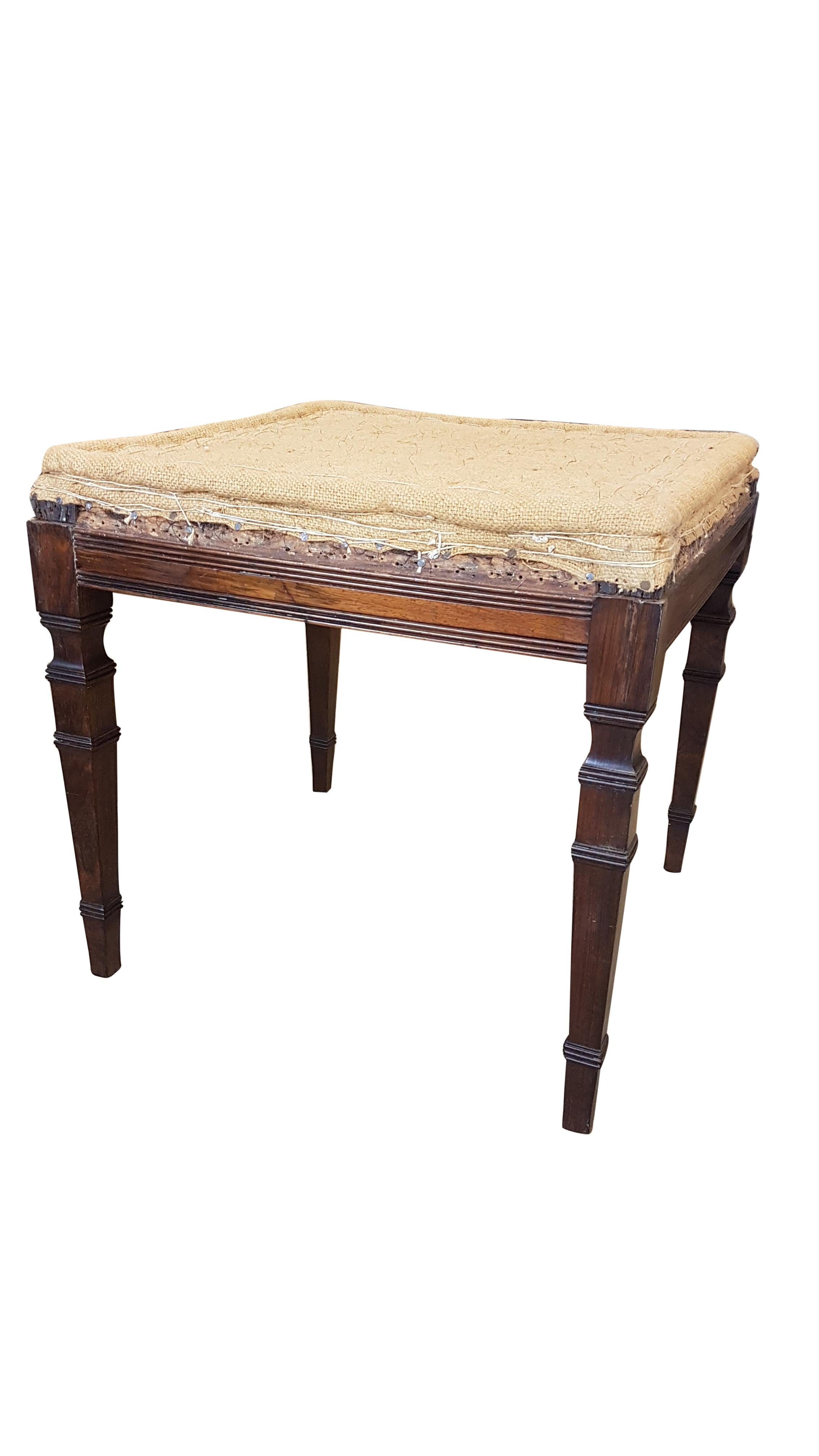 Late 19th Century Rosewood Stool by John Reid & Sons of Leeds In Fair Condition In Bodicote, Oxfordshire