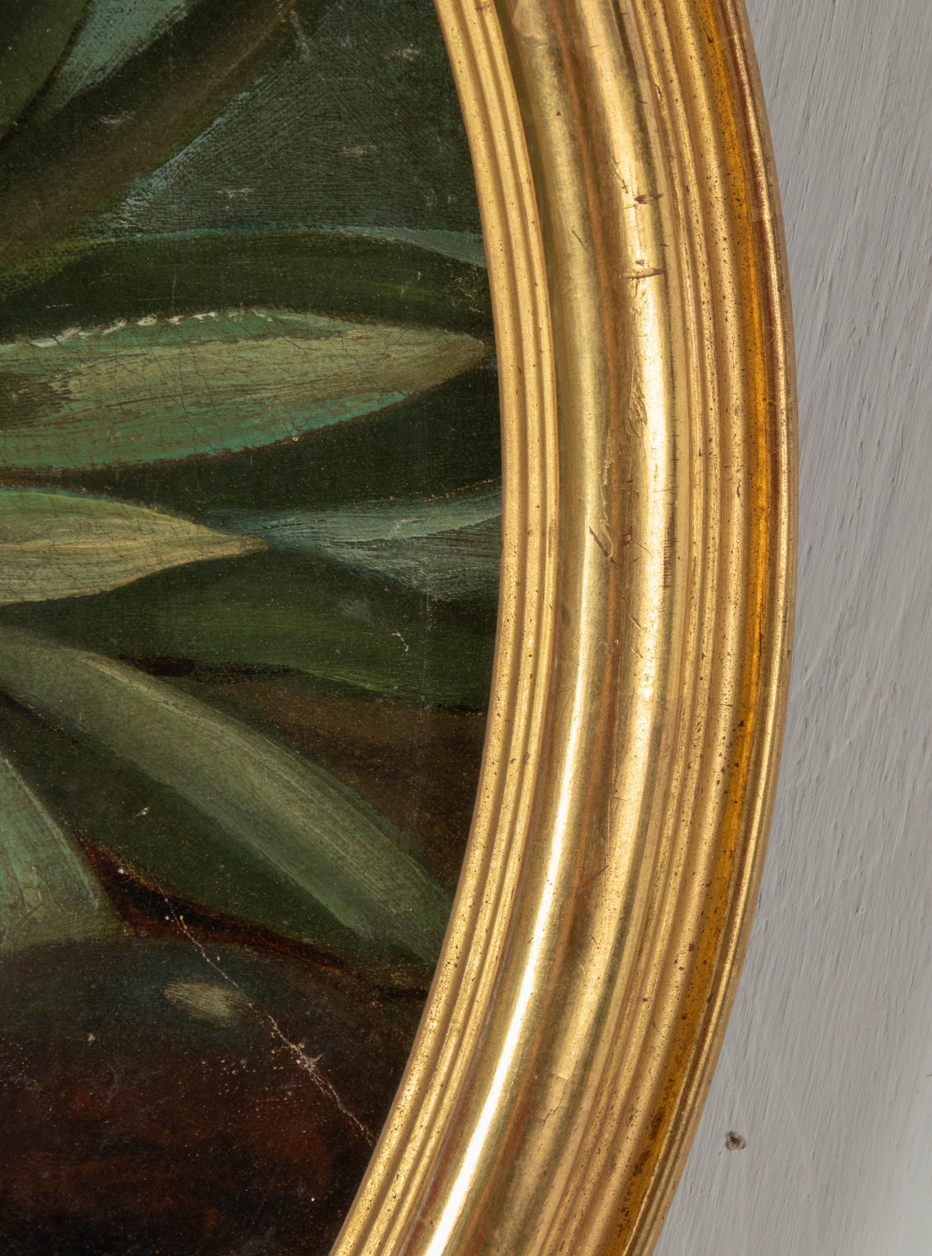 Late 19th Century Round Oil Painting Fruit Still Life with Gold Leaf Frame For Sale 4